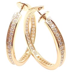 Cartier Inside Out Diamond Large Hoop Yellow Gold Earrings