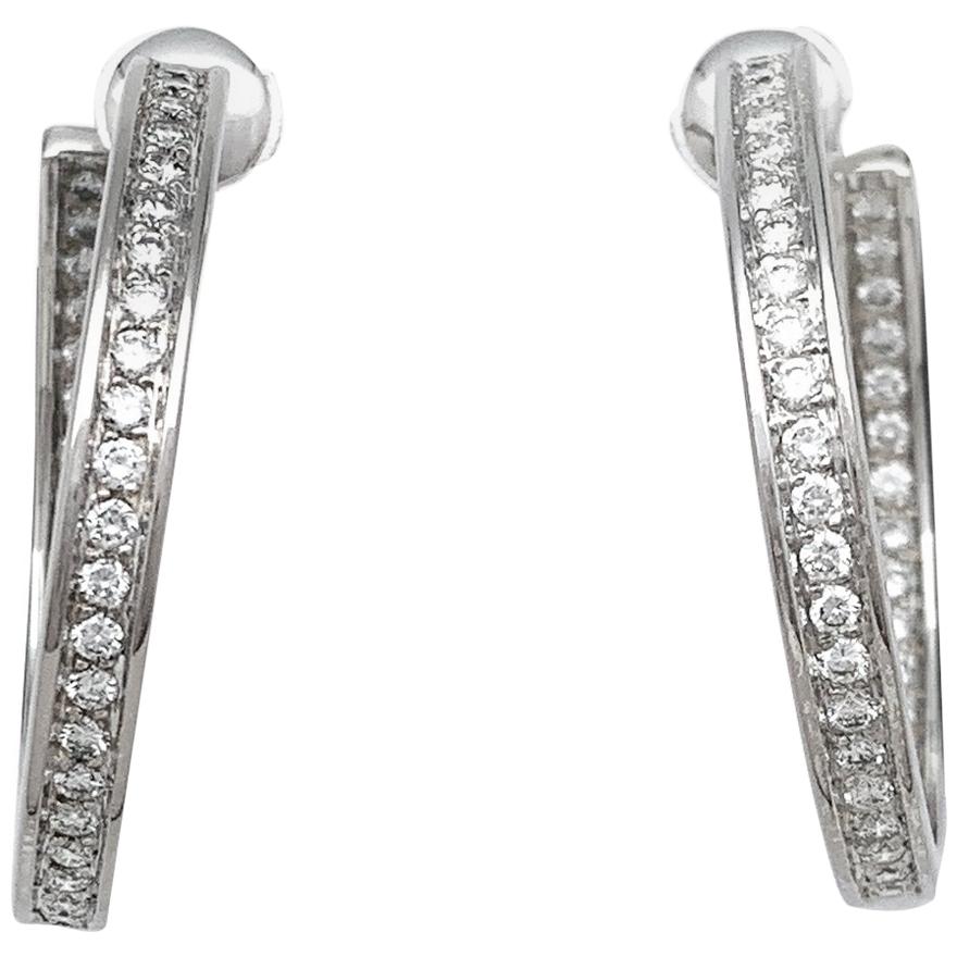 Cartier Inside Out Diamond White Gold Large Hoop Earrings