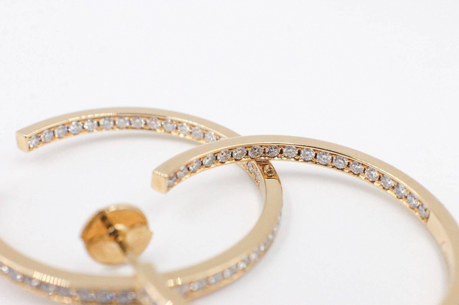 Cartier Inside Out Round Diamond Hoop Earrings 1.80 Carat 18 Karat Yellow Gold 2