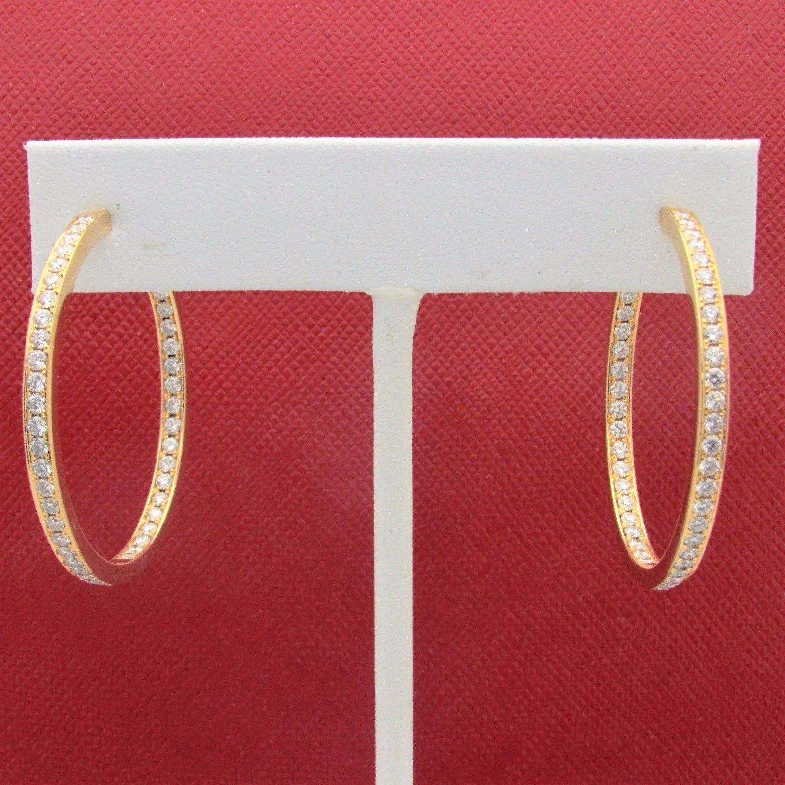 Cartier Inside Out Round Diamond Hoop Earrings 1.80 Carat 18 Karat Yellow Gold 3