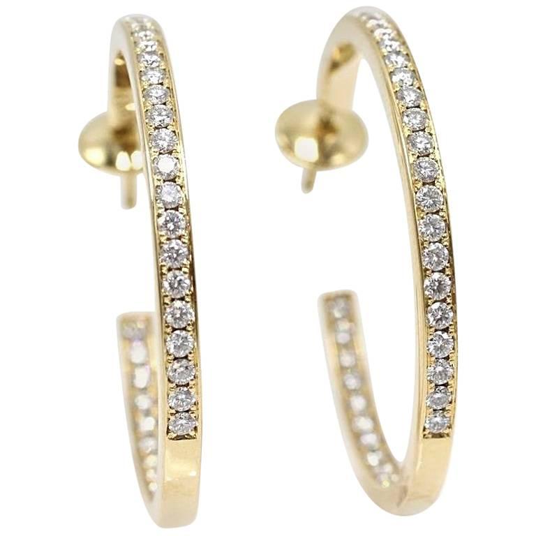 Cartier Inside Out Round Diamond Hoop Earrings 1.80 Carat 18 Karat Yellow Gold