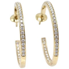 Cartier Inside Out Round Diamond Hoop Ohrringe 1::80 Karat 18 Karat Gelbgold