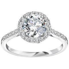 Cartier Inspired Platinum and Diamond Halo Engagement Ring