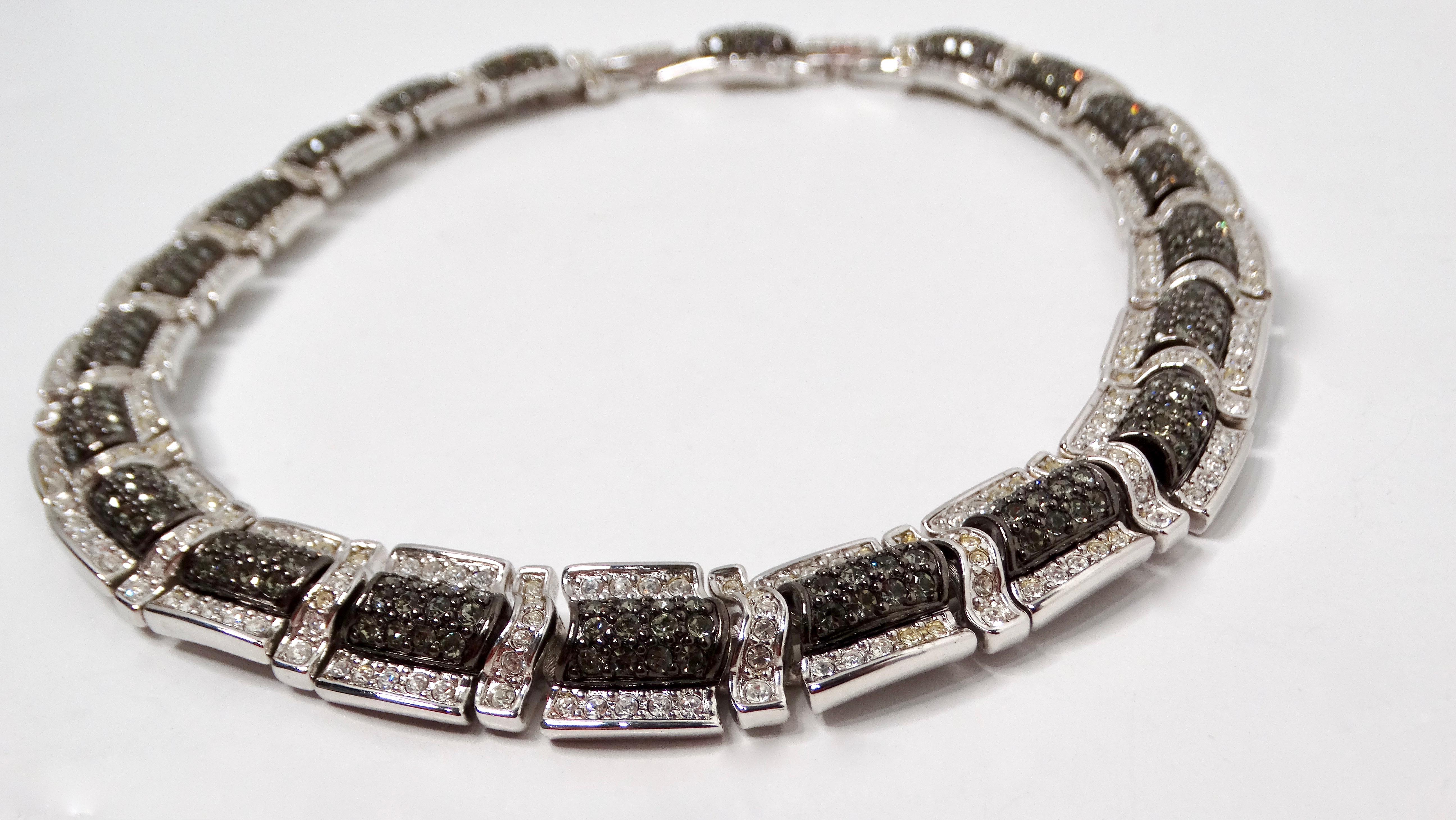 Collana A Link con strass placcati in argento di ispirazione Cartier In condizioni buone in vendita a Scottsdale, AZ