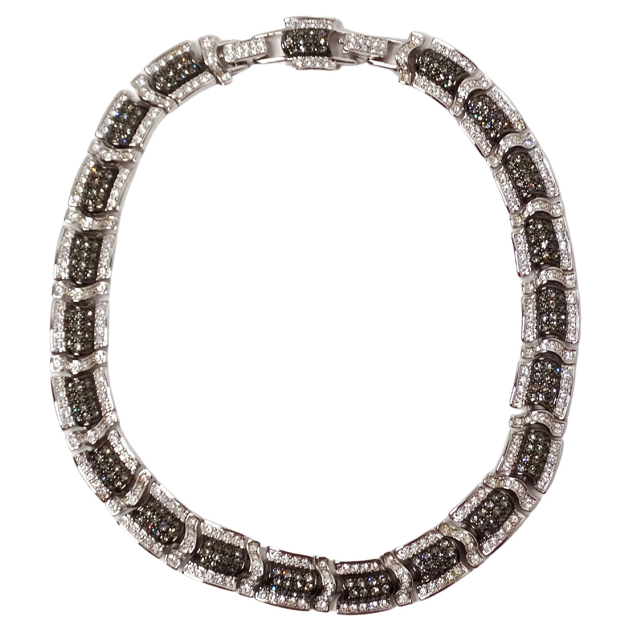 Collana A Link con strass placcati in argento di ispirazione Cartier in vendita
