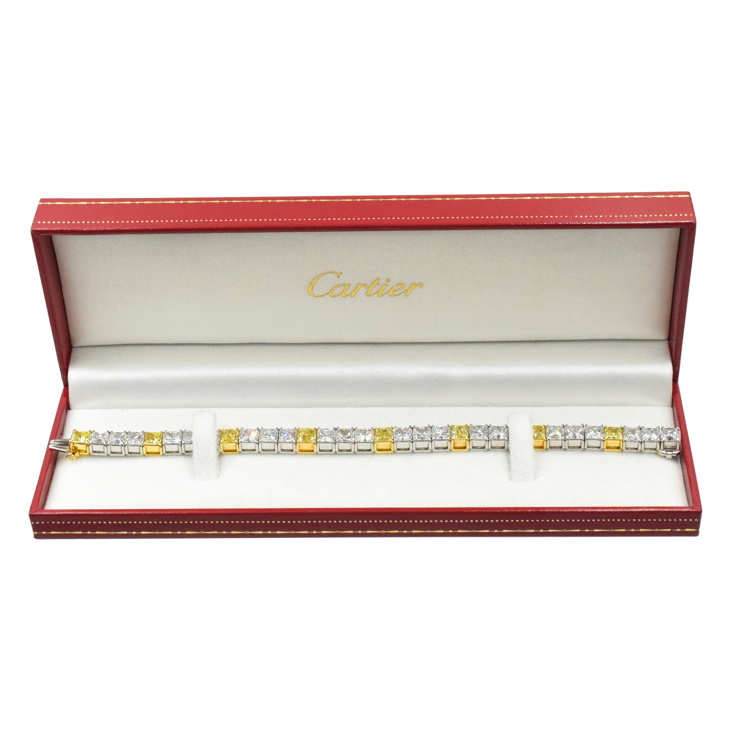 Artist Cartier Intense Fancy Yellow Colored Diamond Bracelet For Sale