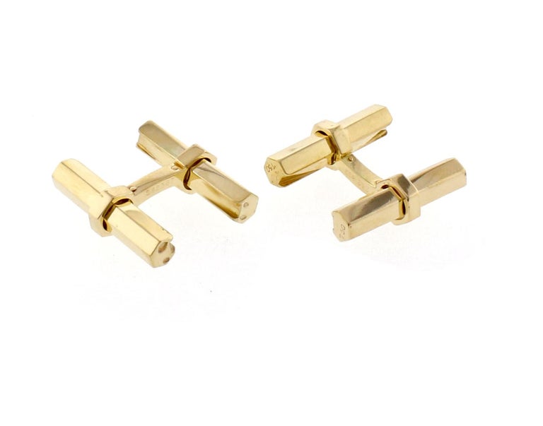 Cartier Interchangeable Hex Bar Gold Cufflinks For Sale at 1stDibs ...