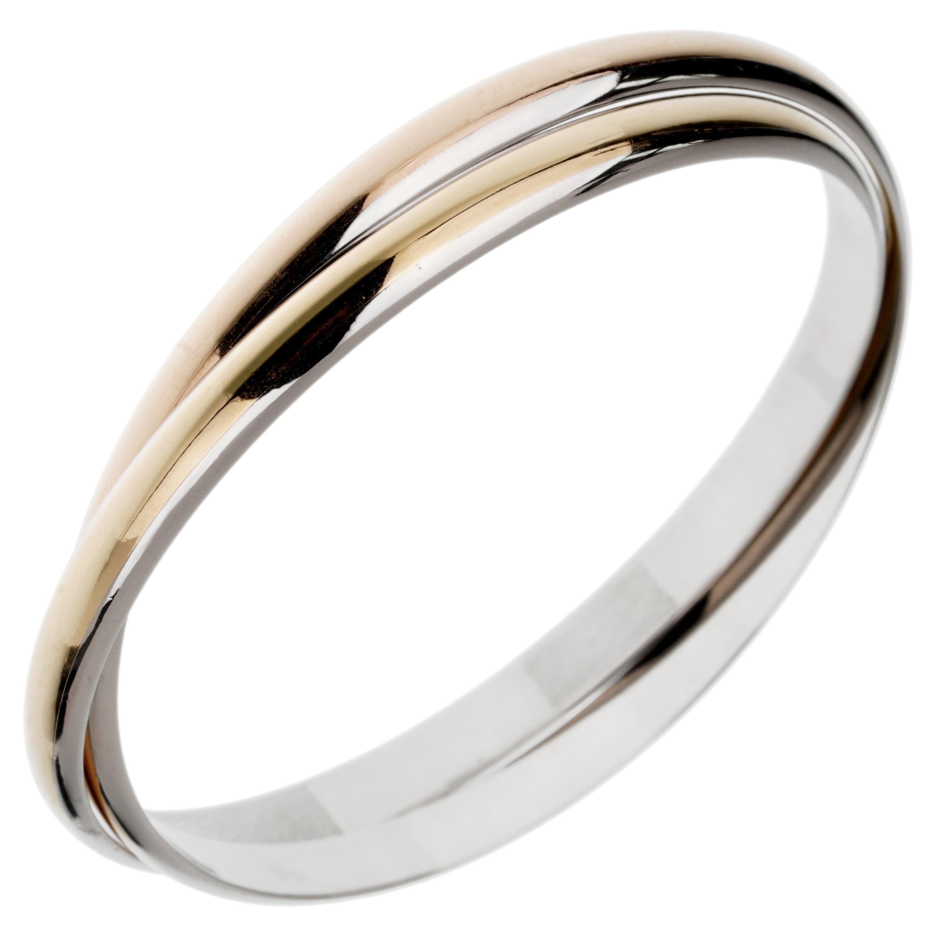 Cartier Interlocking 18k Rose & Yellow Gold Stainless Bangle