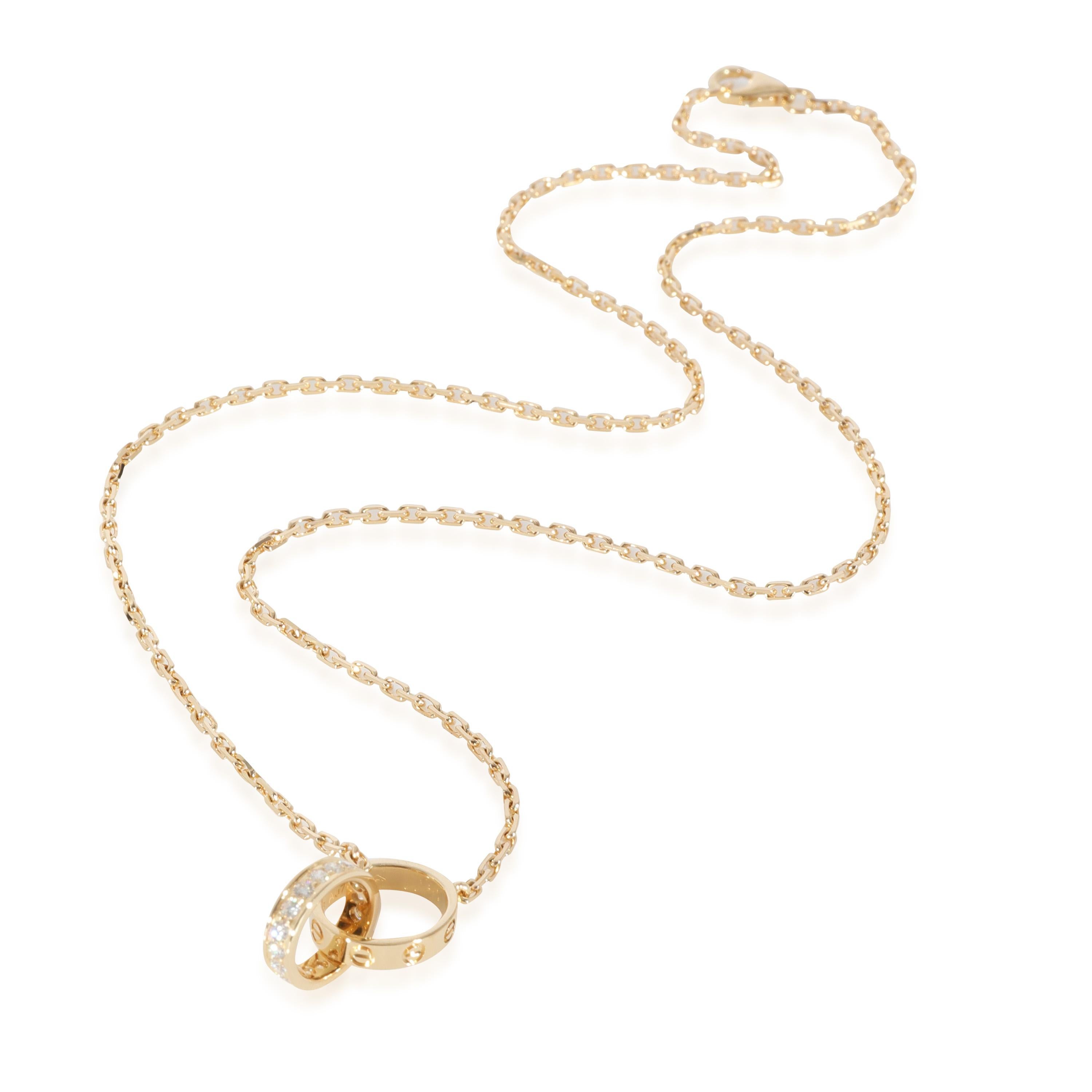 Cartier Interlocking Circle Love Necklace With Diamonds 0.22 CTW

PRIMARY DETAILS
SKU: 129629
Listing Title: Cartier Interlocking Circle Love Necklace With Diamonds 0.22 CTW
Condition Description: Cartier's Love collection is the epitome of iconic,