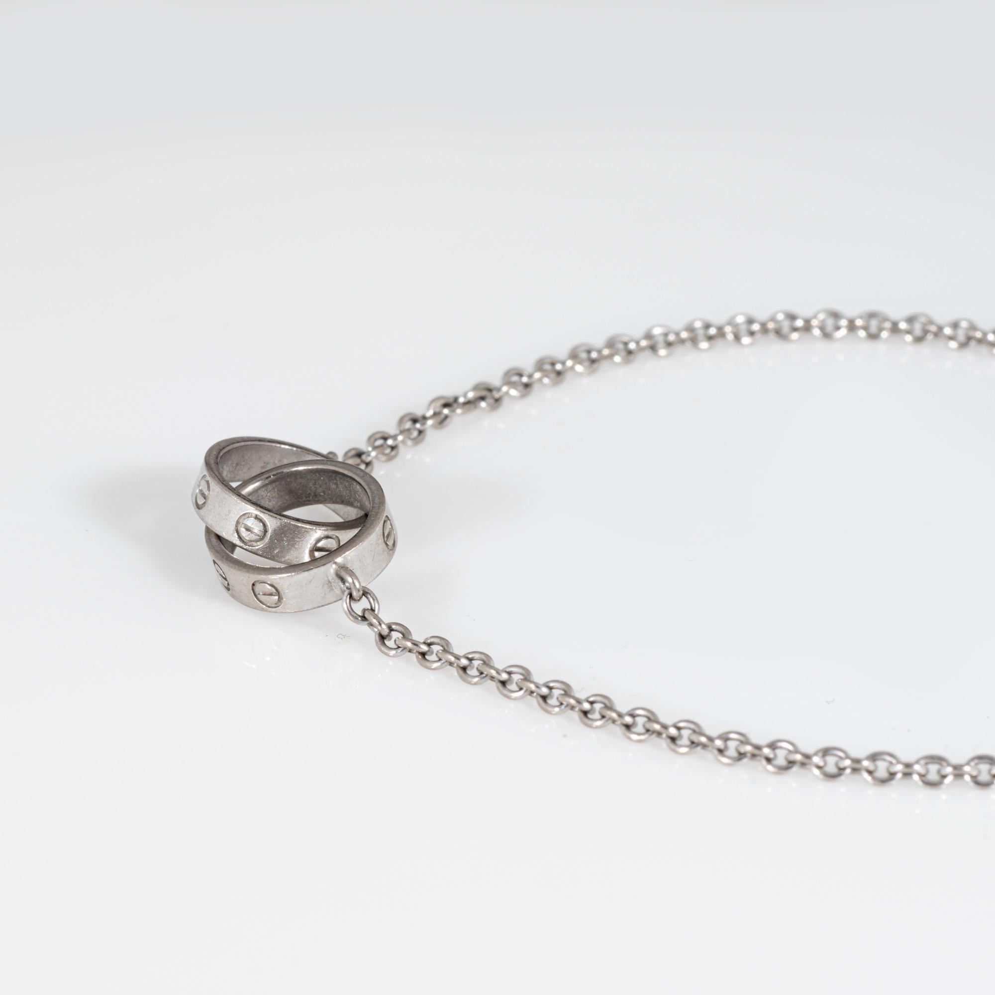 Contemporary Cartier Interlocking Love Bracelet COA Estate 18k White Gold Double Signed