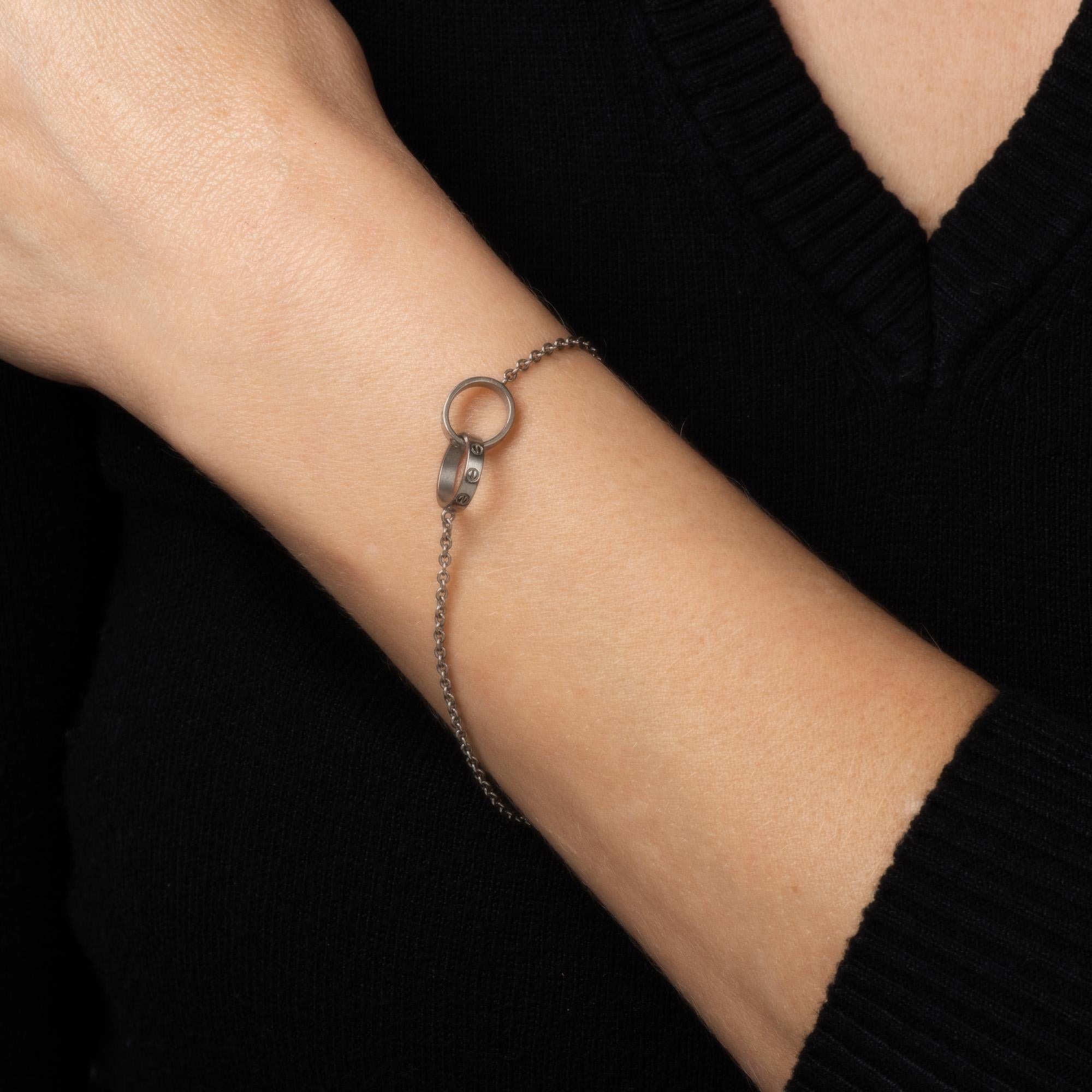Women's Cartier Interlocking Love Bracelet COA Estate 18k White Gold Double Signed