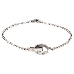 Cartier Interlocking Love Bracelet COA Estate 18k White Gold Double Signed