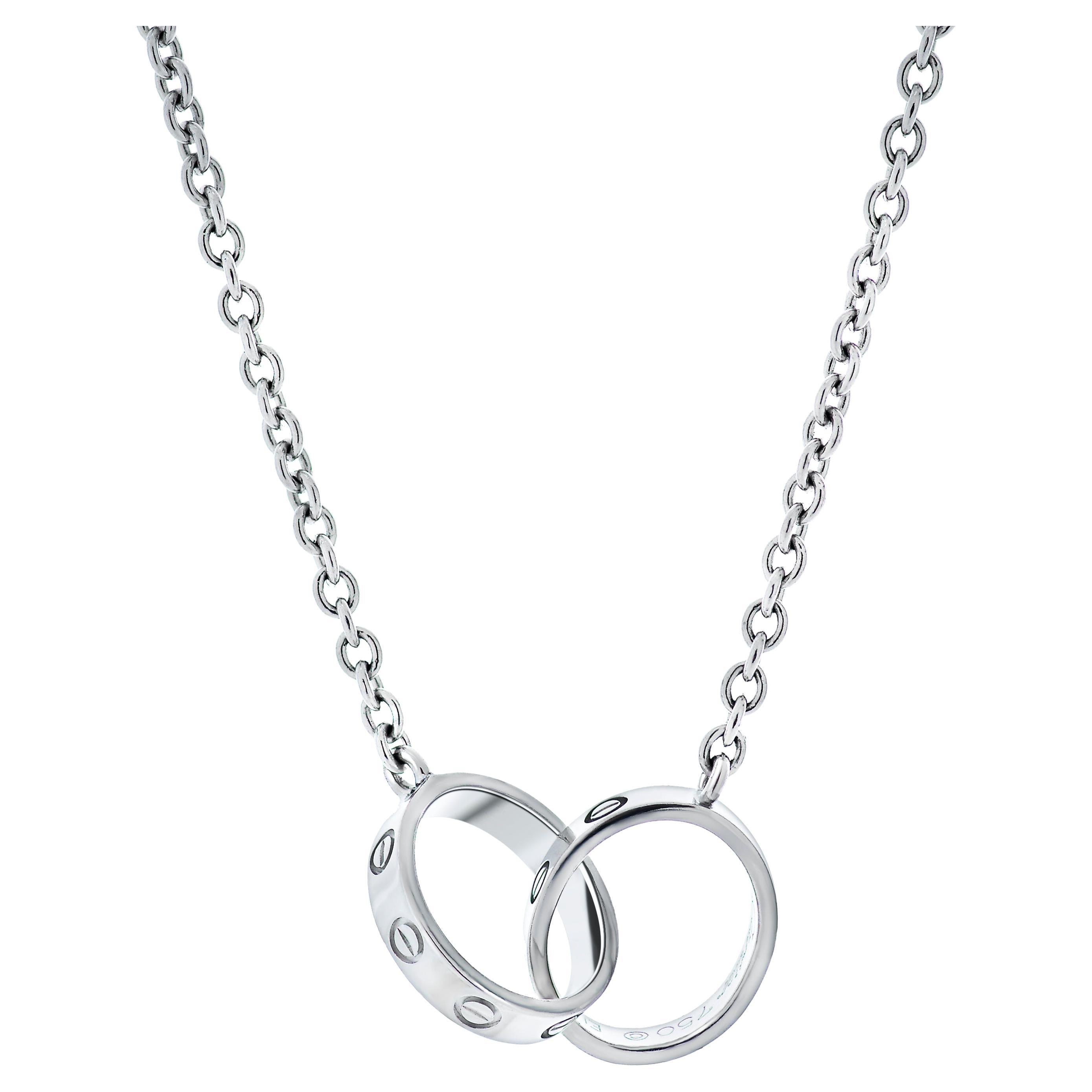Cartier Interlocking Love Necklace in 18k White Gold