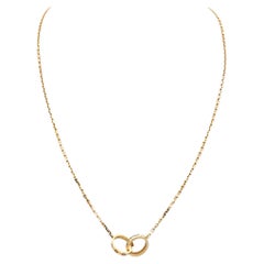 Cartier Interlocking Ring Love Necklace with Diamonds in 18 Karat Pink Gold, Box