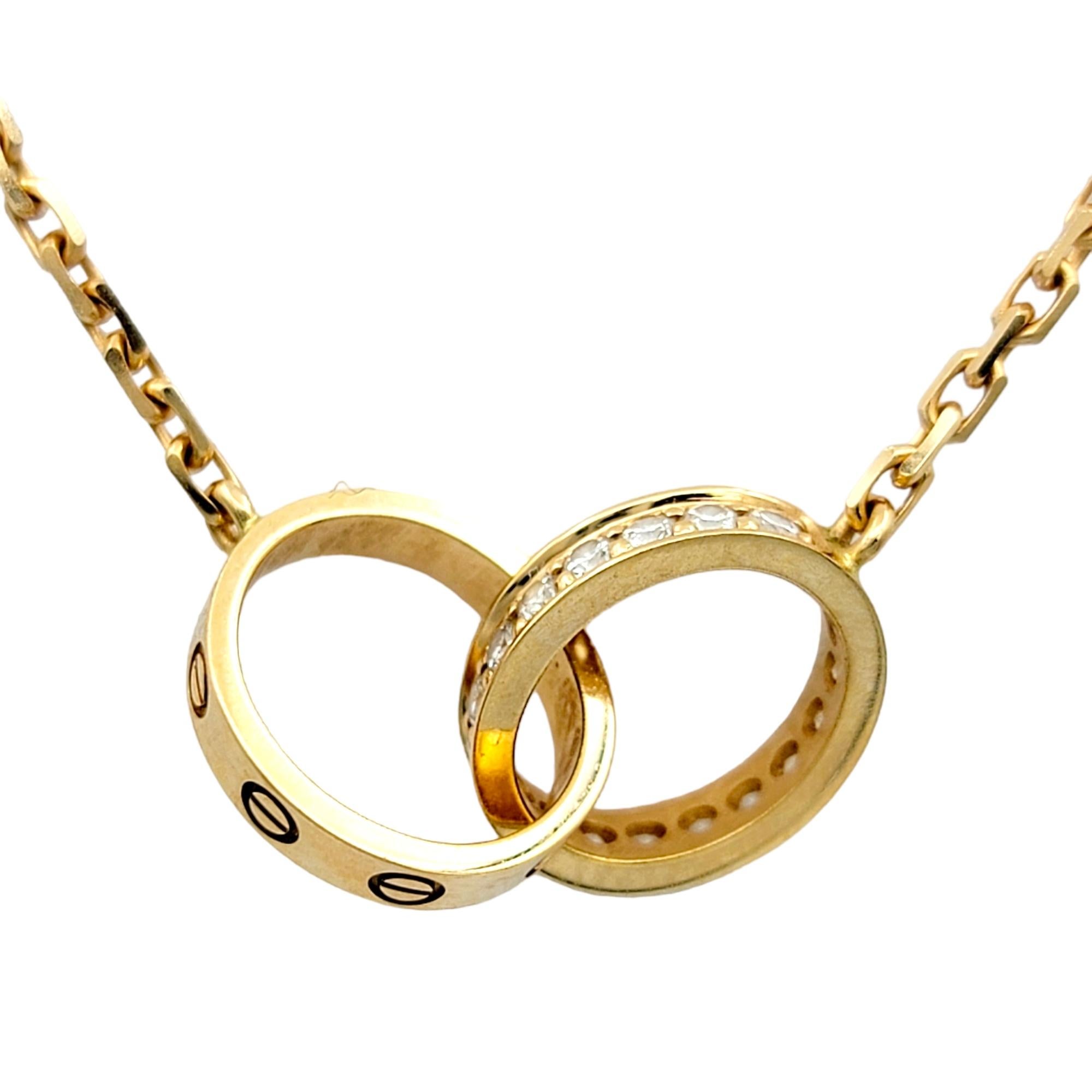 Contemporain Cartier, collier d'amour entrecroisé en or rose 18 carats et diamants en vente