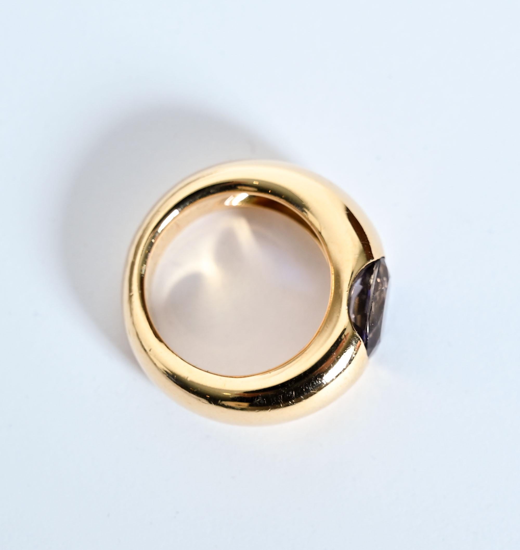 Contemporary Cartier Iolite Gold Band Ring