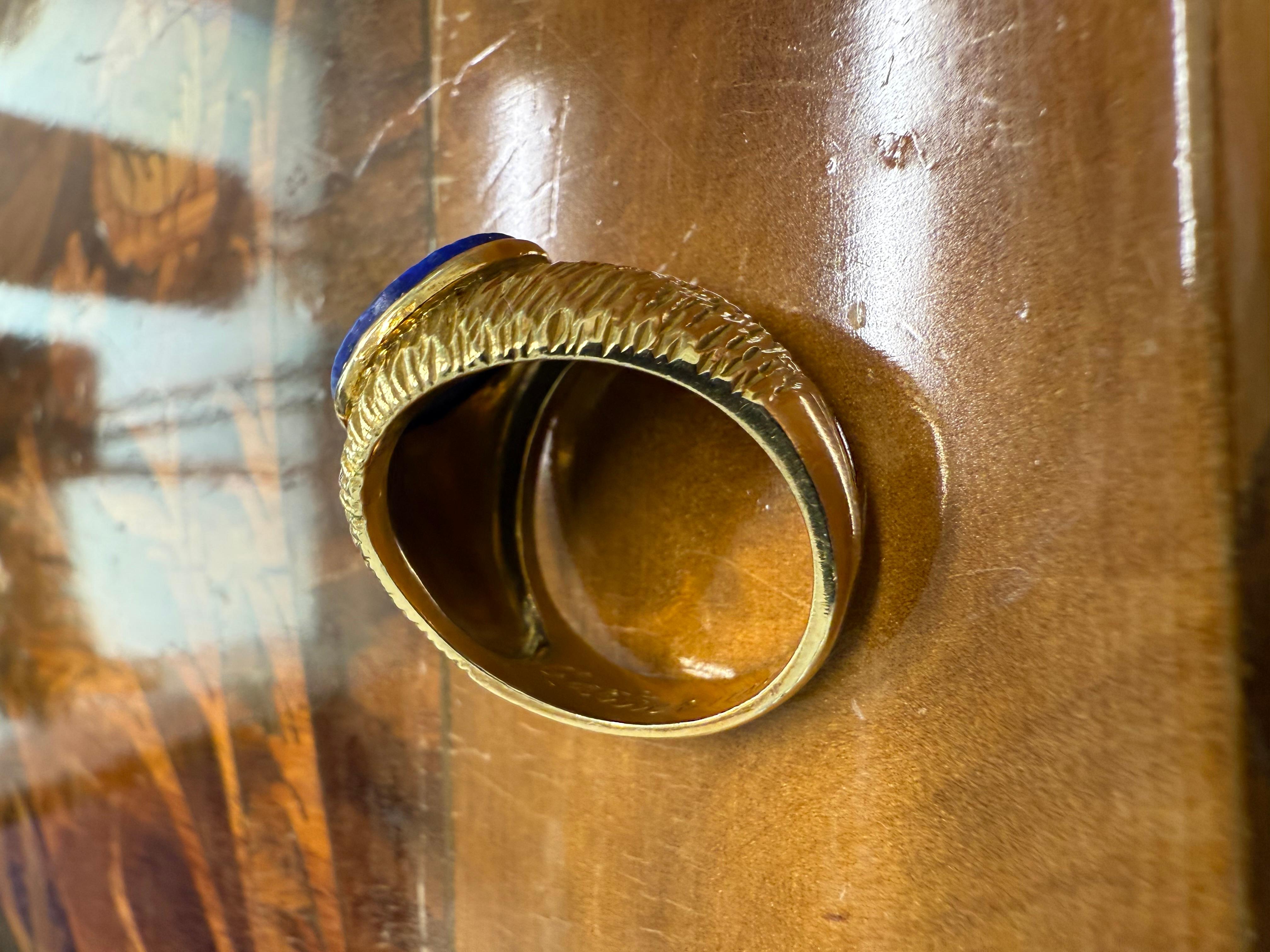 CARTIER ITALY 18k Yellow Gold & Lapis Signet Ring Vintage 1970s For Sale 1
