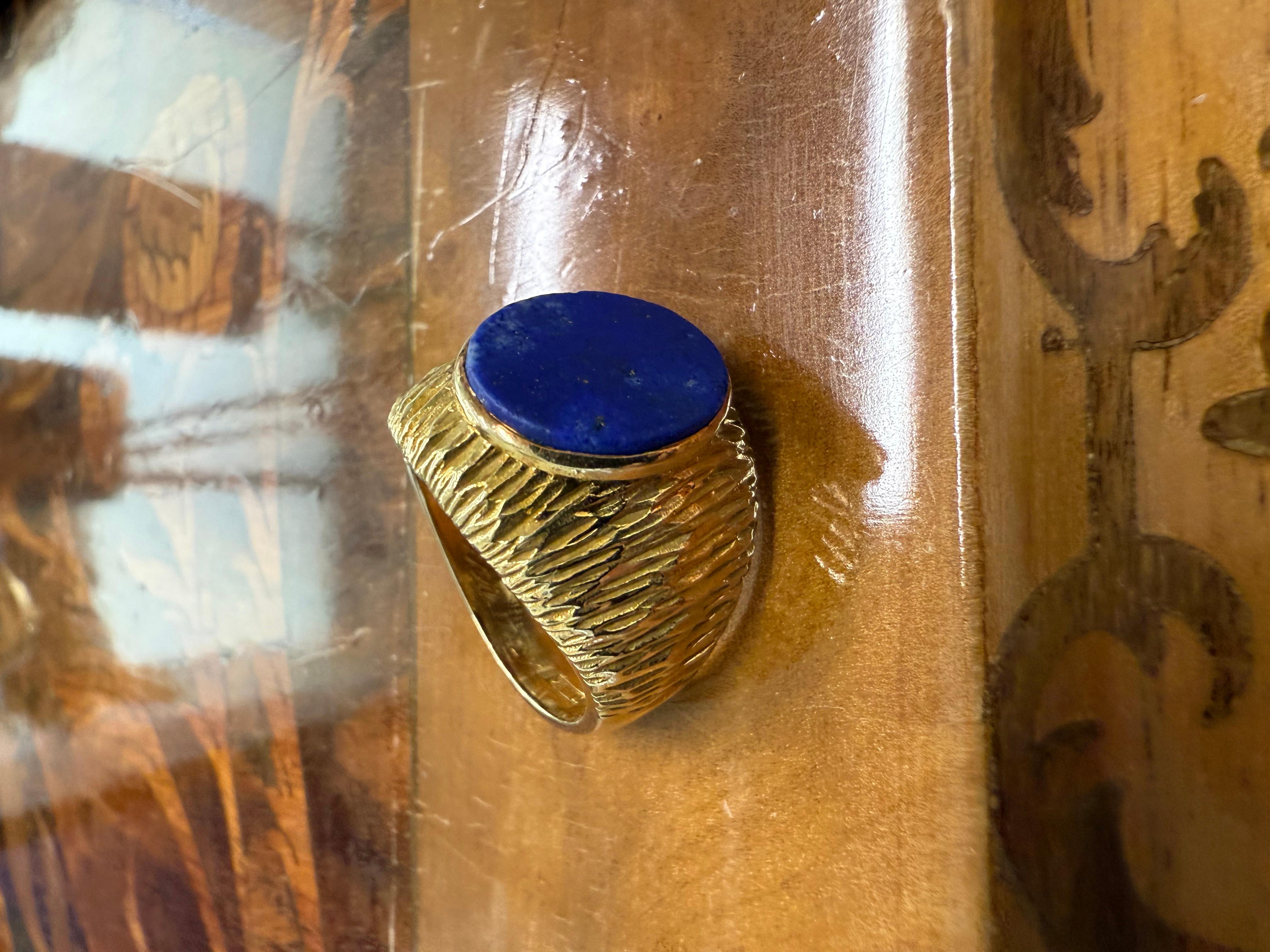 CARTIER ITALY 18k Yellow Gold & Lapis Signet Ring Vintage 1970s For Sale 2