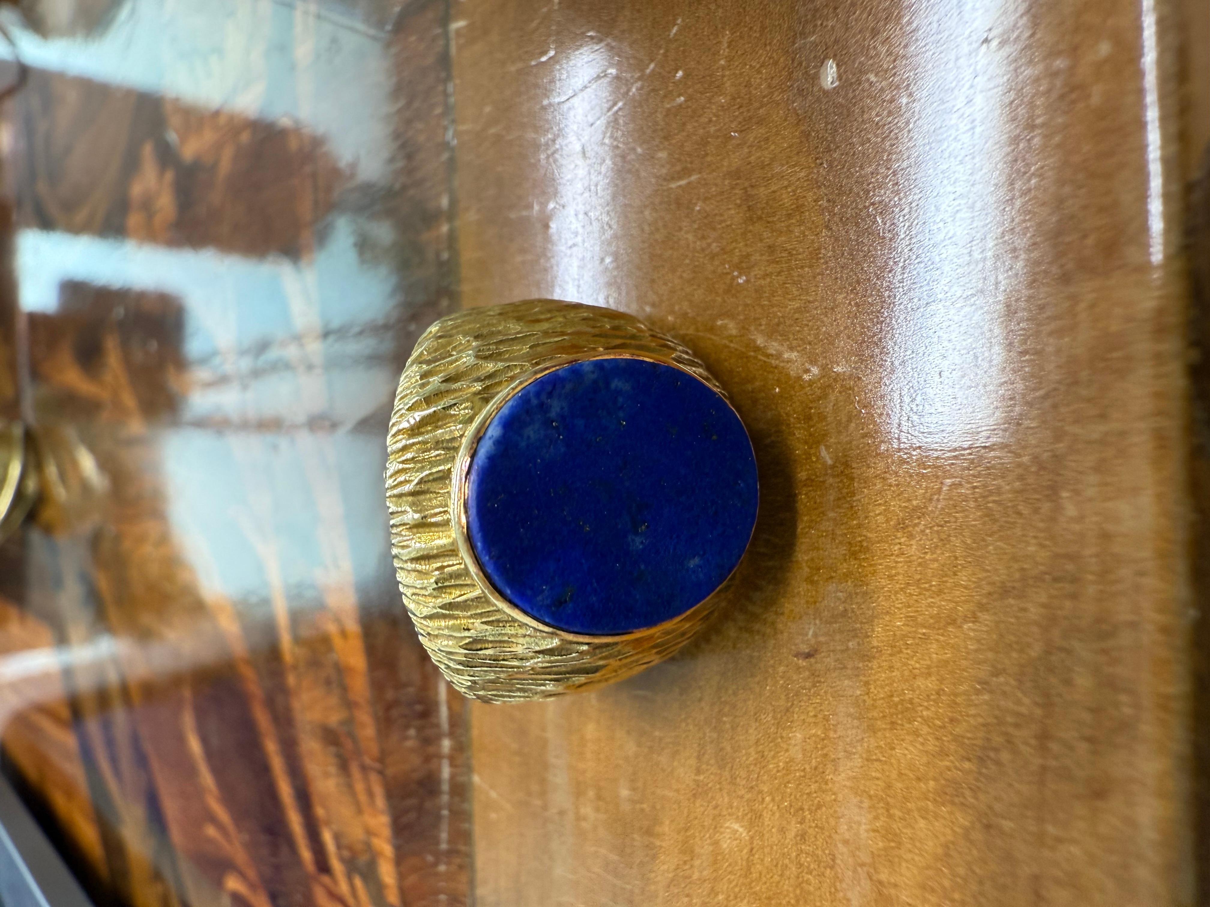 CARTIER ITALY 18k Yellow Gold & Lapis Signet Ring Vintage 1970s For Sale 3