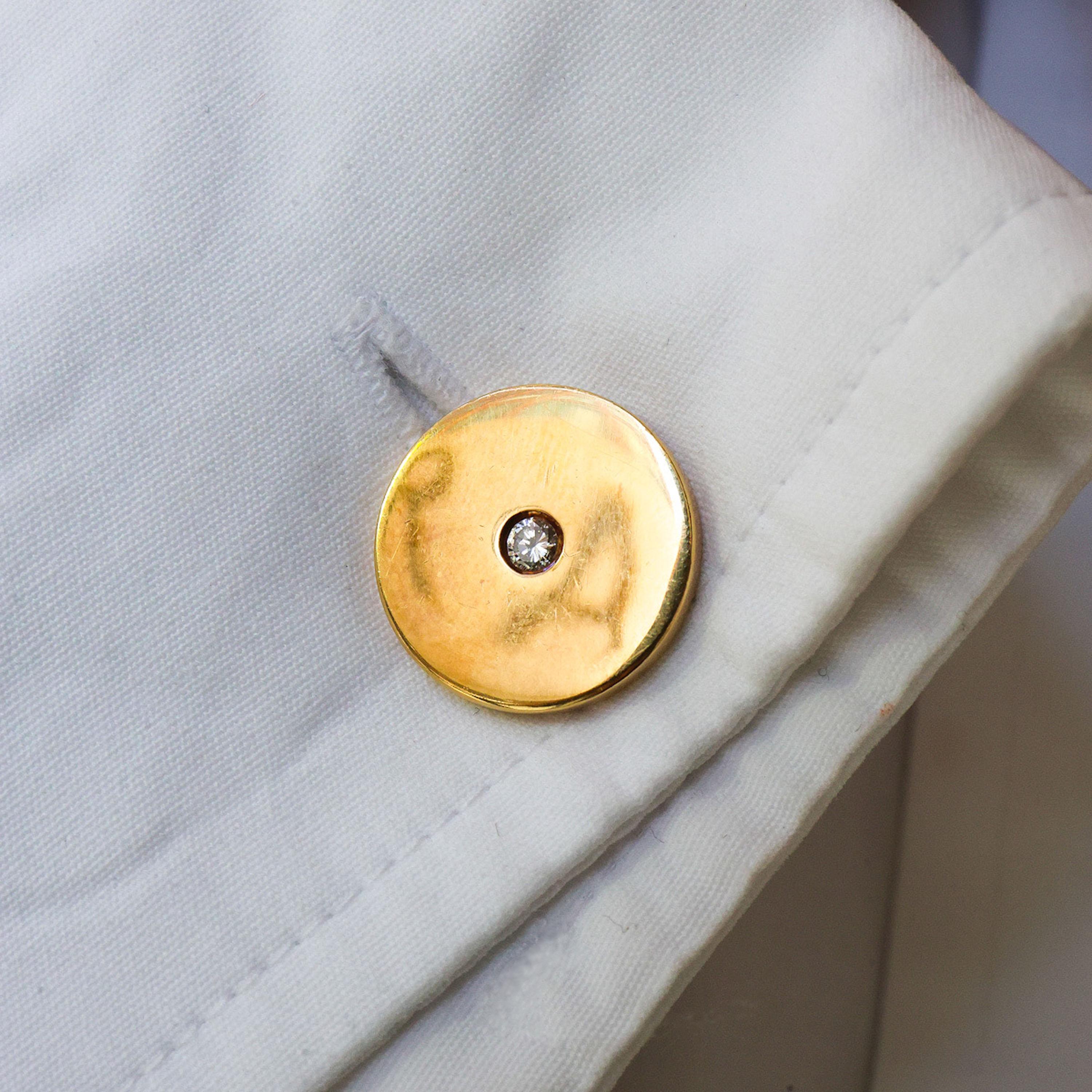 Brilliant Cut Cartier Italy Diamond and Gold Cufflinks, 1997 For Sale