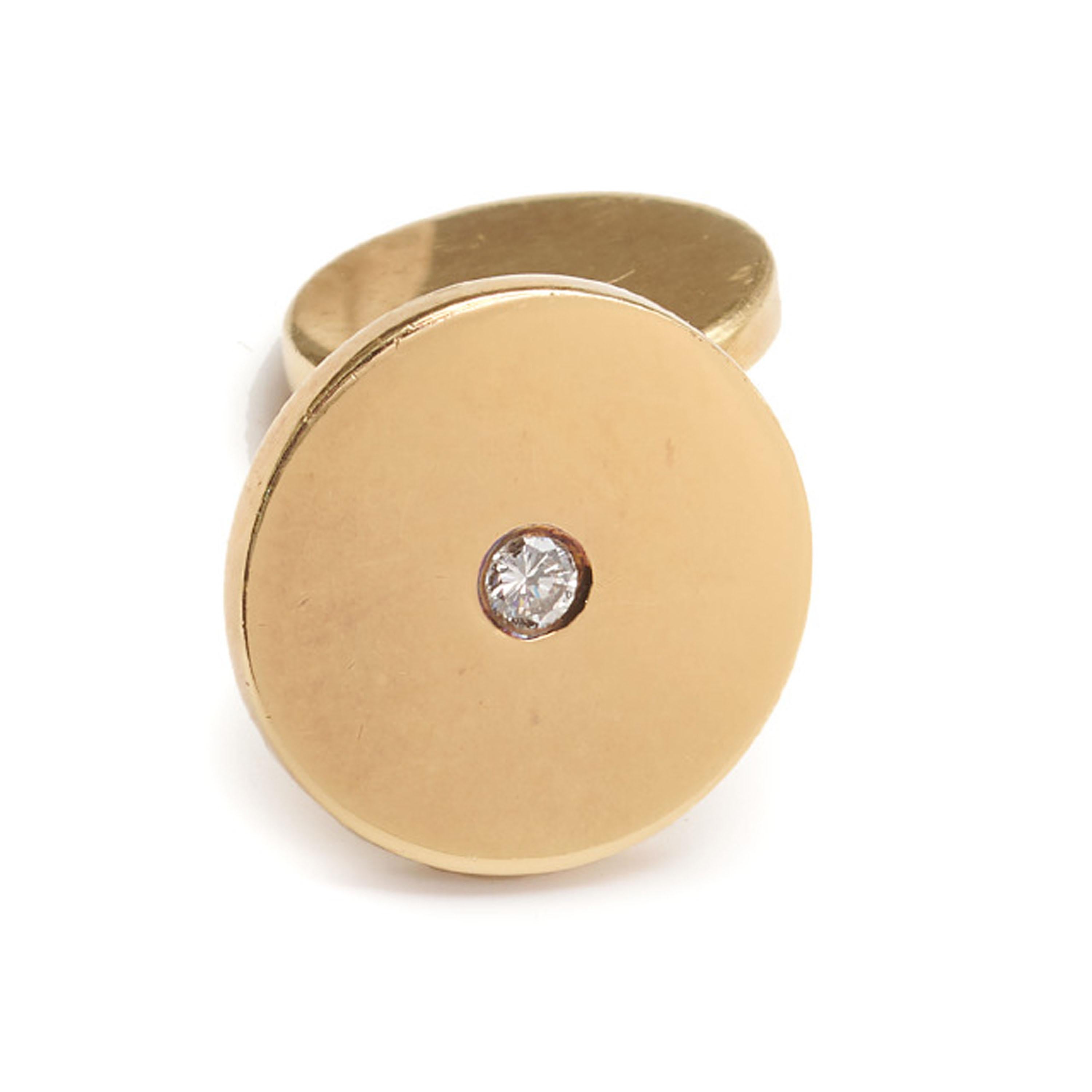 Cartier Italy Diamond and Gold Cufflinks, 1997 In Good Condition For Sale In London, GB