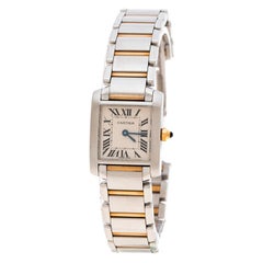 Cartier Ivory 18K Yellow Gold and Stainless Steel Tank Francaise 2384 Women's Wr