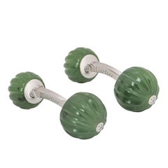 Cartier Jade Bead and Diamond Cufflinks