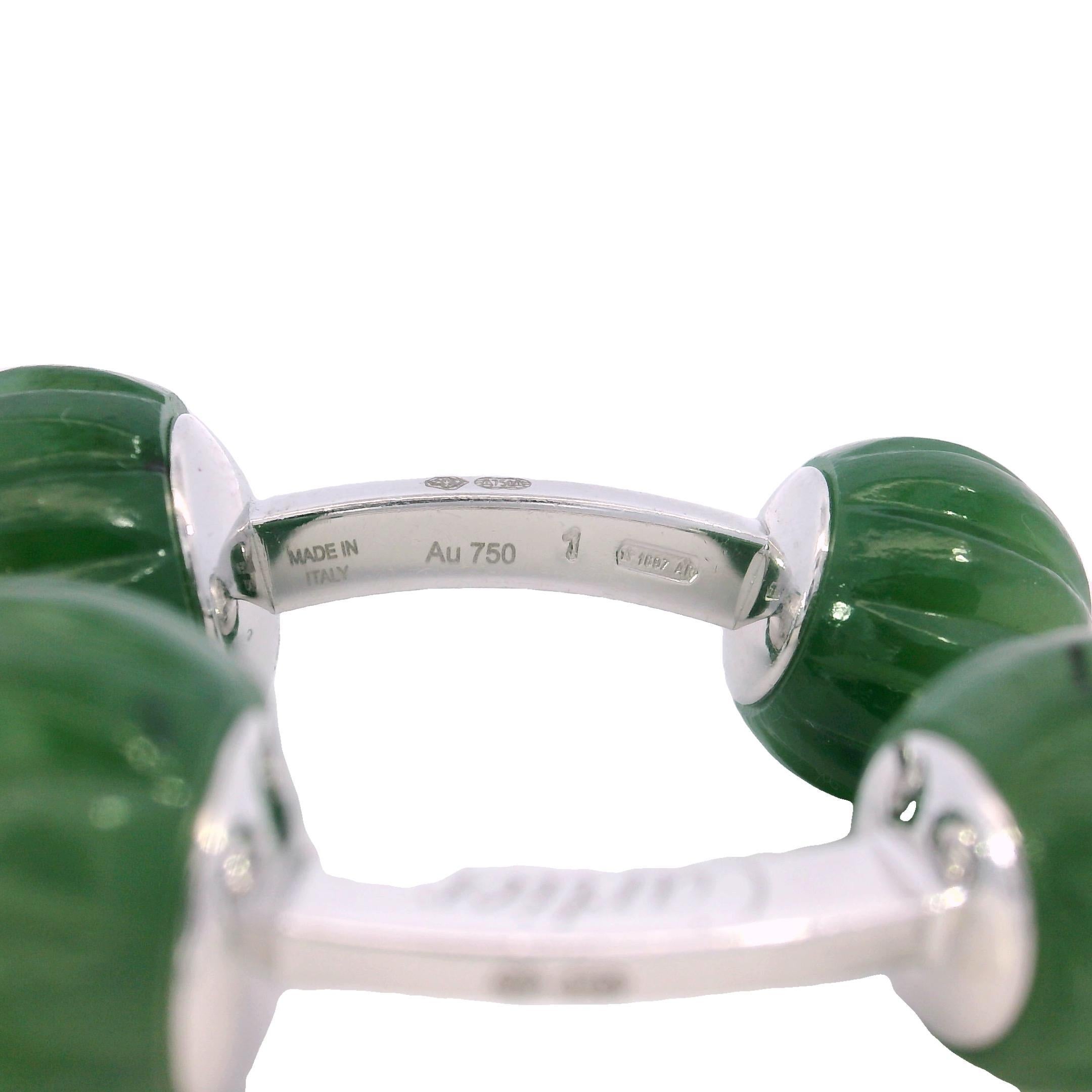 Cartier Jade Bead Cufflinks Diamond Accents in 18K White Gold Pour femmes en vente