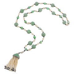 Cartier Jade & Pearl Tassel Necklace