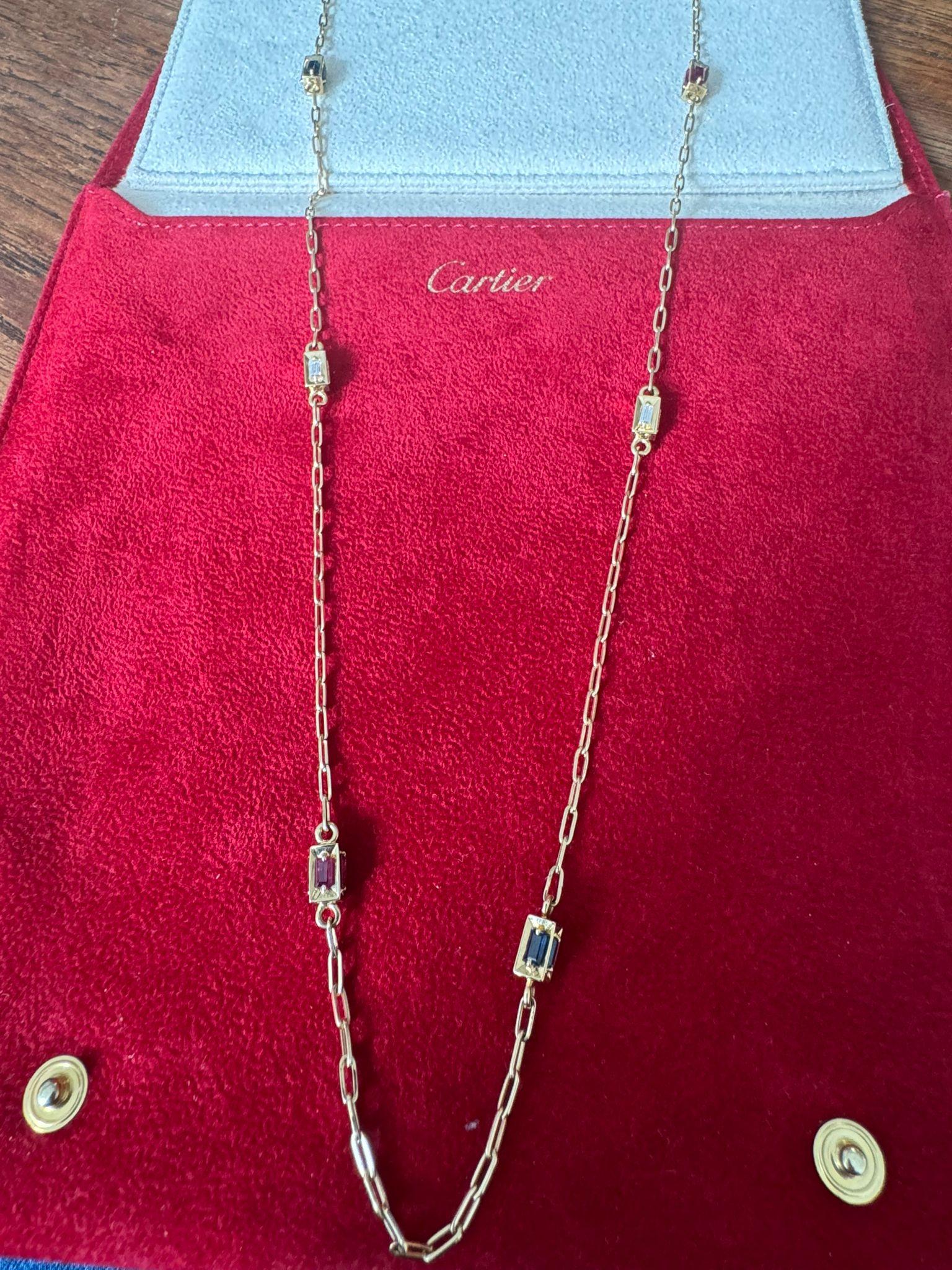 Women's or Men's Cartier Jean Dinh Van Multi Stone Diamond Necklace 18K Yellow Gold