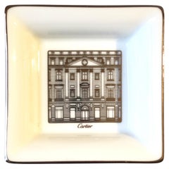 Vintage Cartier Jewelry Dish French Porcelain with Silver Design