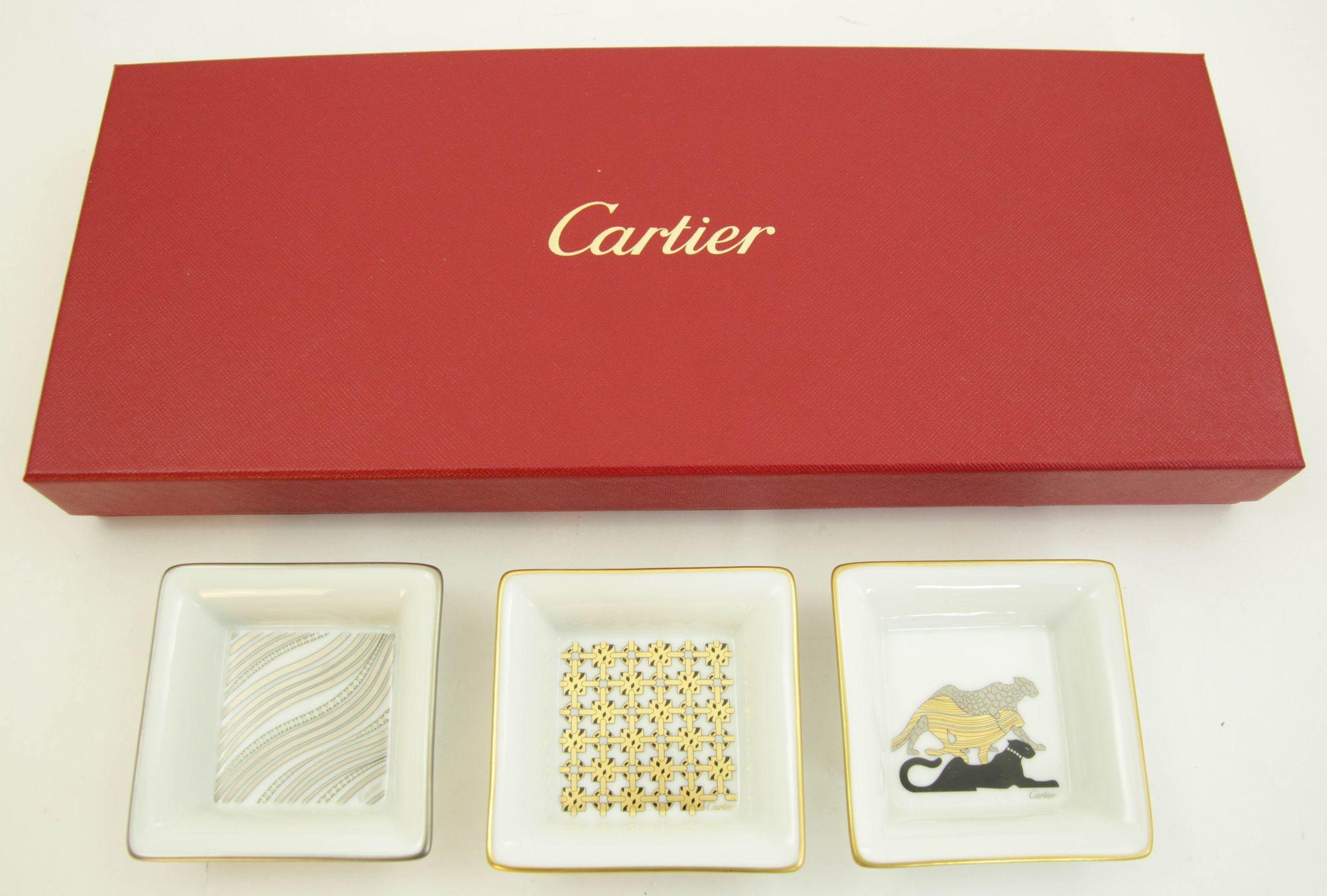 Cartier Jewelry Dish Trinket Trays Set of 3 French Luxury Porcelain in Box 4