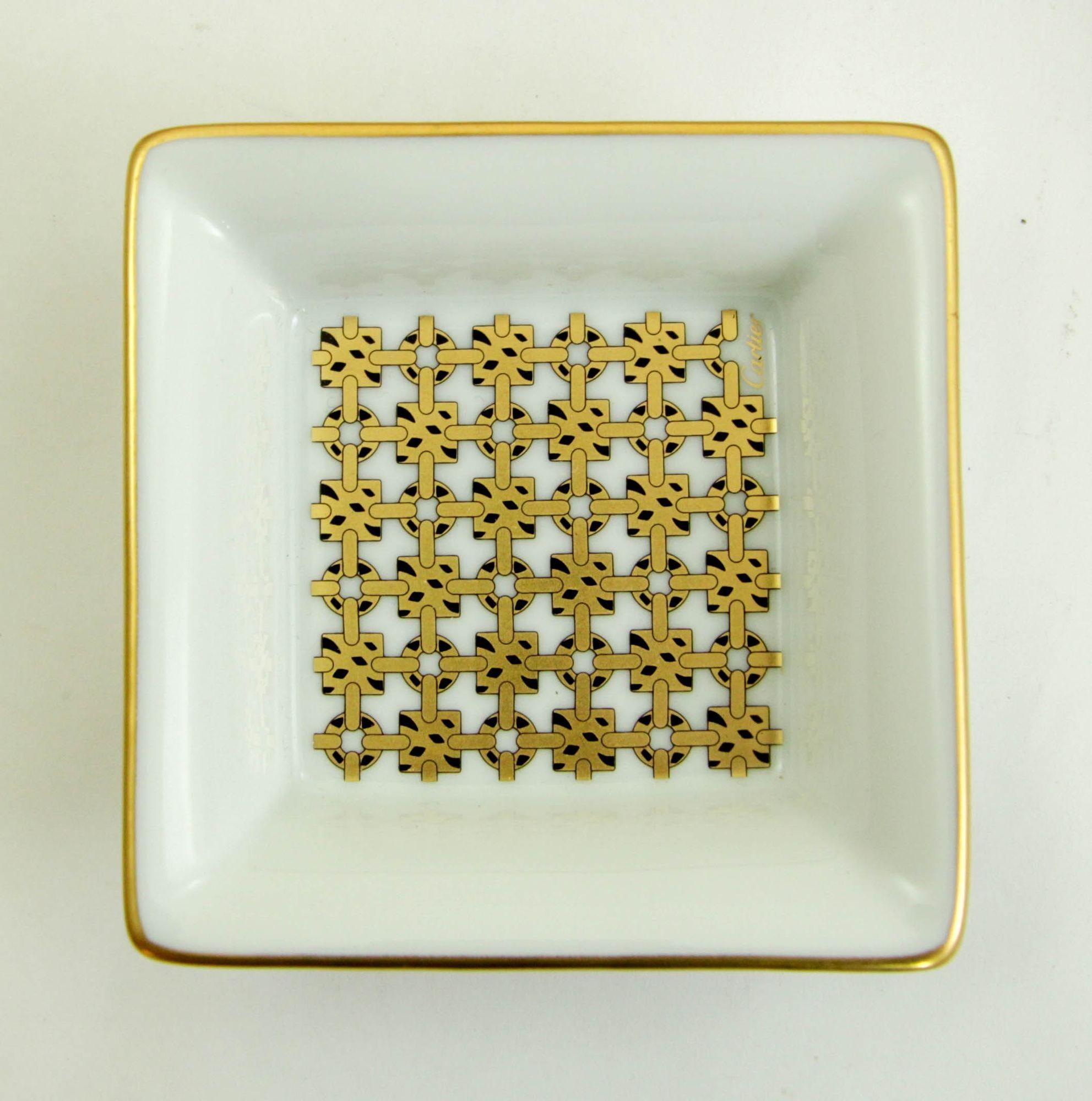 Art Deco Cartier Jewelry Dish Trinket Trays Set of 3 French Luxury Porcelain in Box