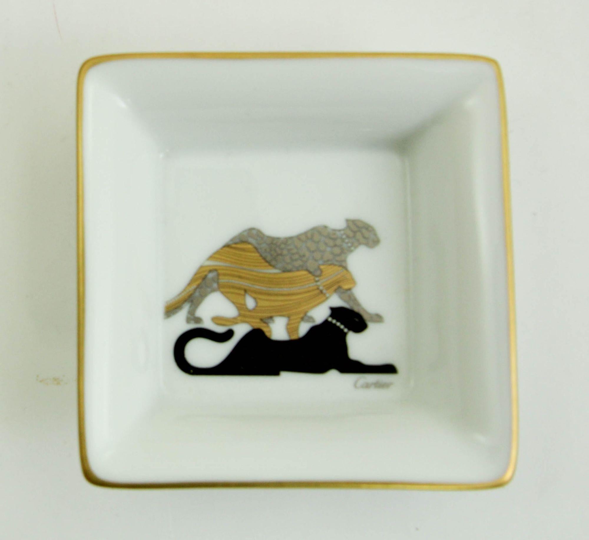 Hand-Painted Cartier Jewelry Dish Trinket Trays Set of 3 French Luxury Porcelain in Box