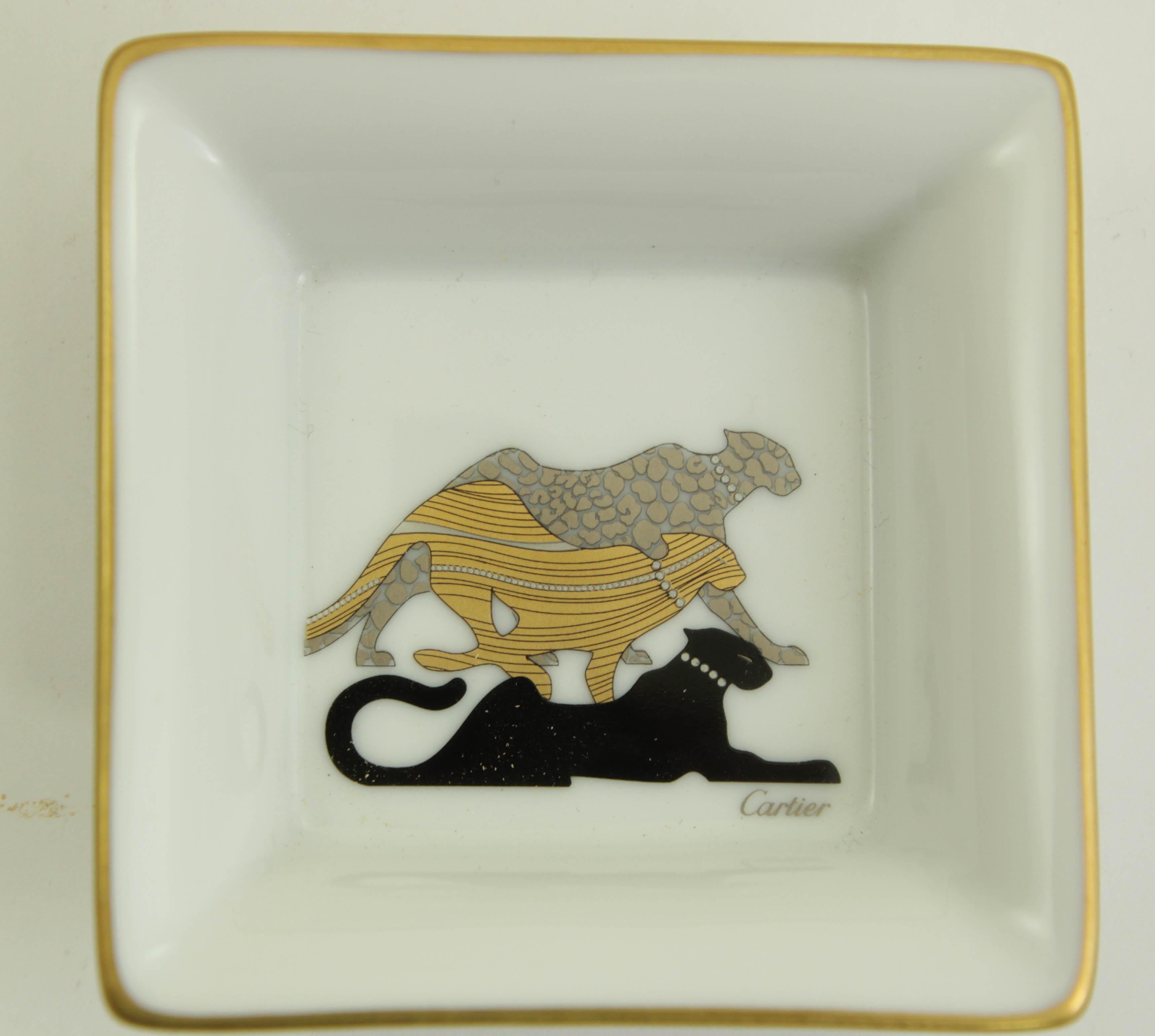 Cartier Jewelry Dish Trinket Trays Set of 3 French Luxury Porcelain in Box In Good Condition In North Hollywood, CA