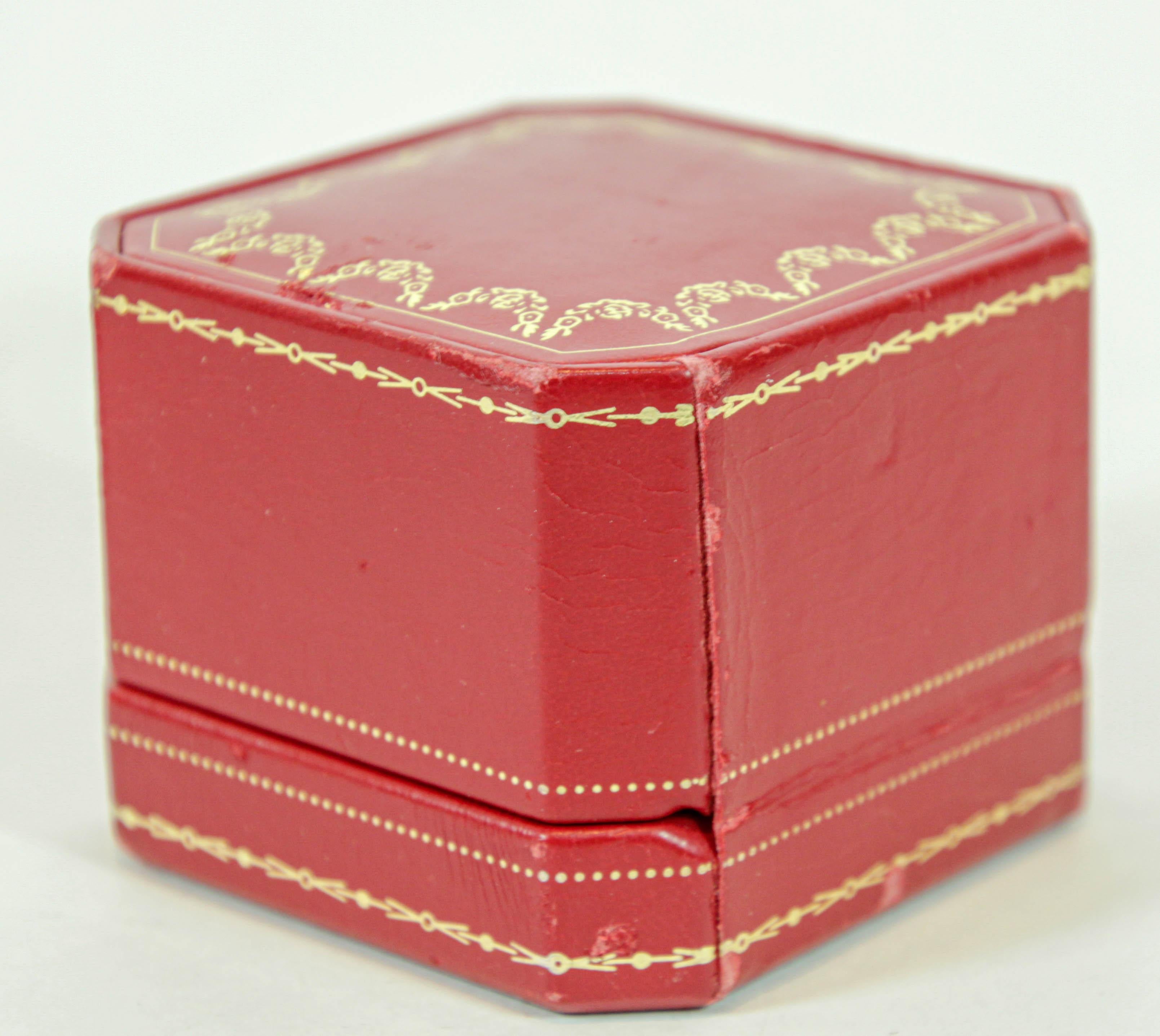 Cartier Jewelry Ring Box in Red Leather Gilt Embossed For Sale 6