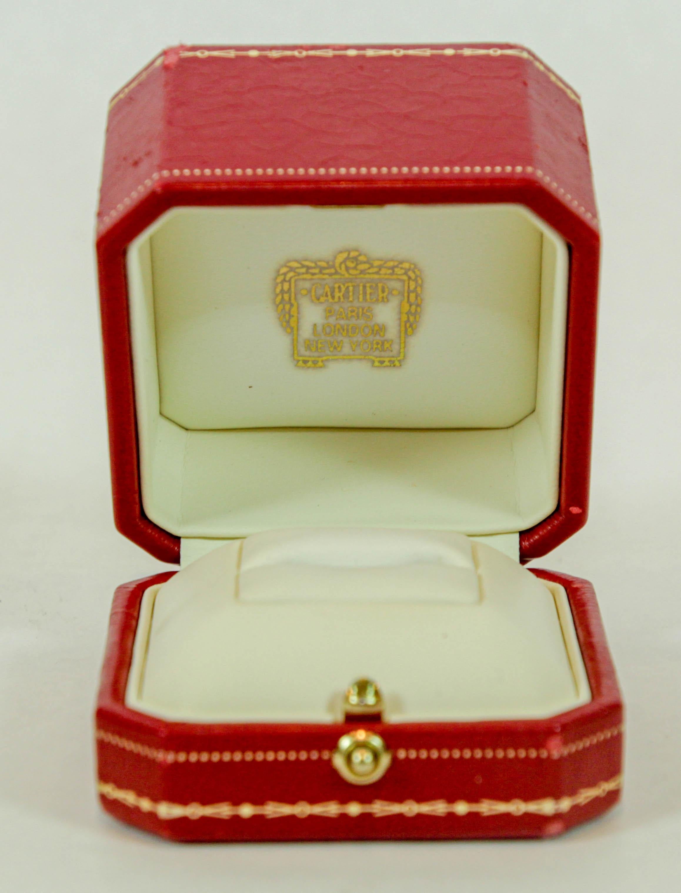 Cartier Jewelry Ring Box in Red Leather Gilt Embossed For Sale 3
