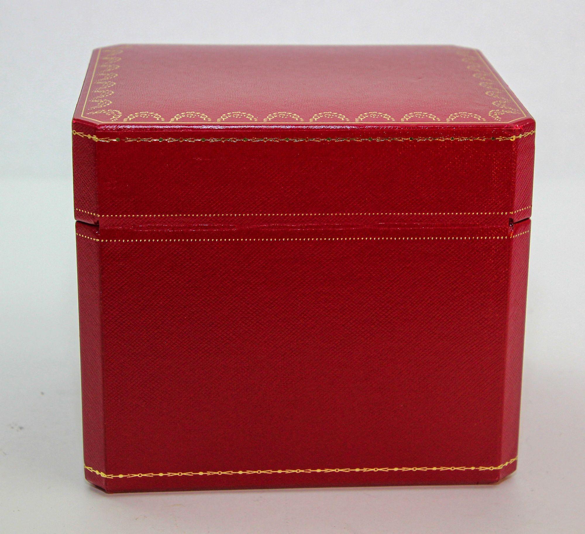 Cartier Jewelry Storage travel box in Red Leather Gilt Embossed 3