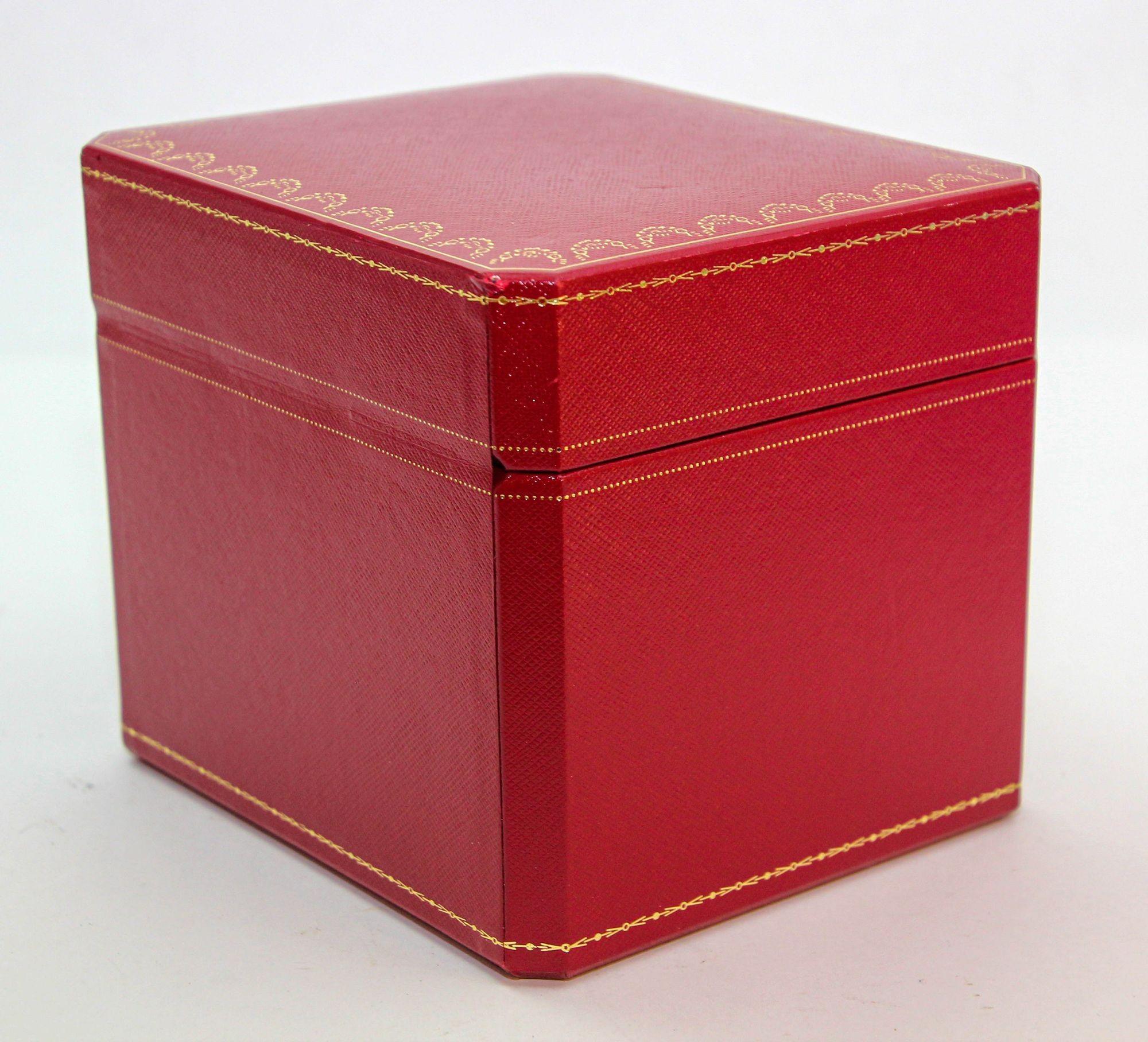 Cartier Jewelry Storage travel box in Red Leather Gilt Embossed 4