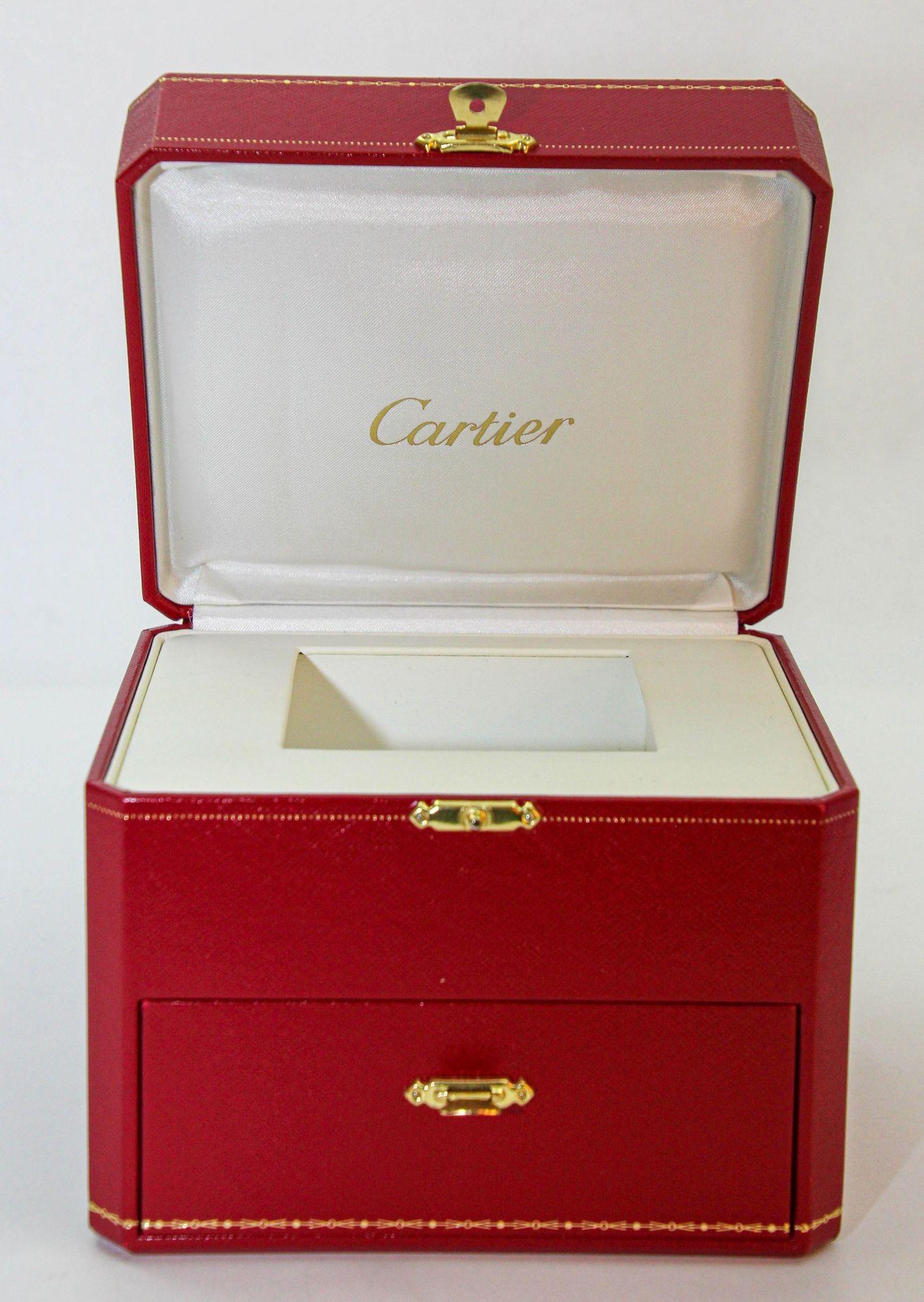 Art Deco Cartier Jewelry Storage travel box in Red Leather Gilt Embossed