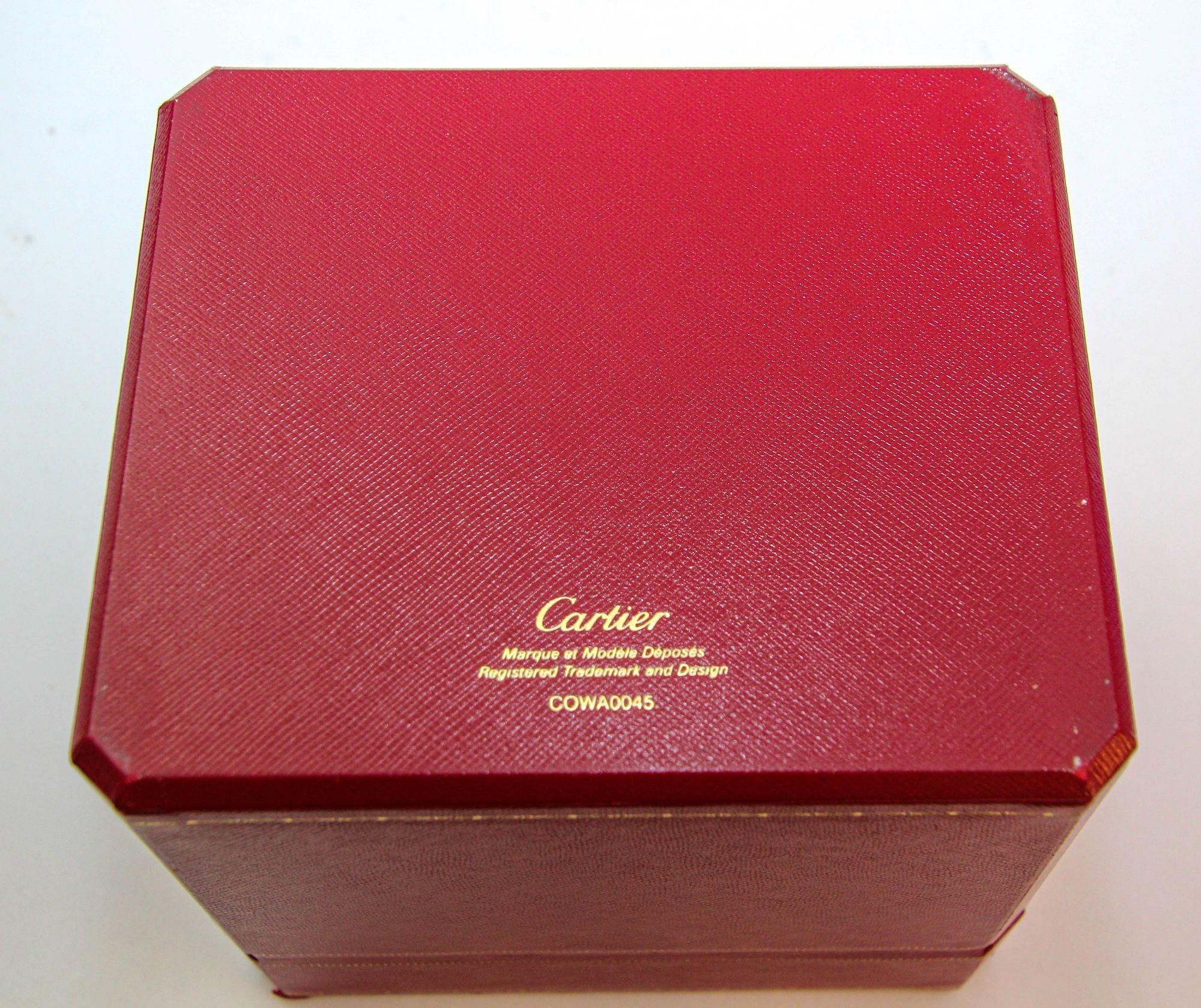 Cartier Jewelry Storage travel box in Red Leather Gilt Embossed 1