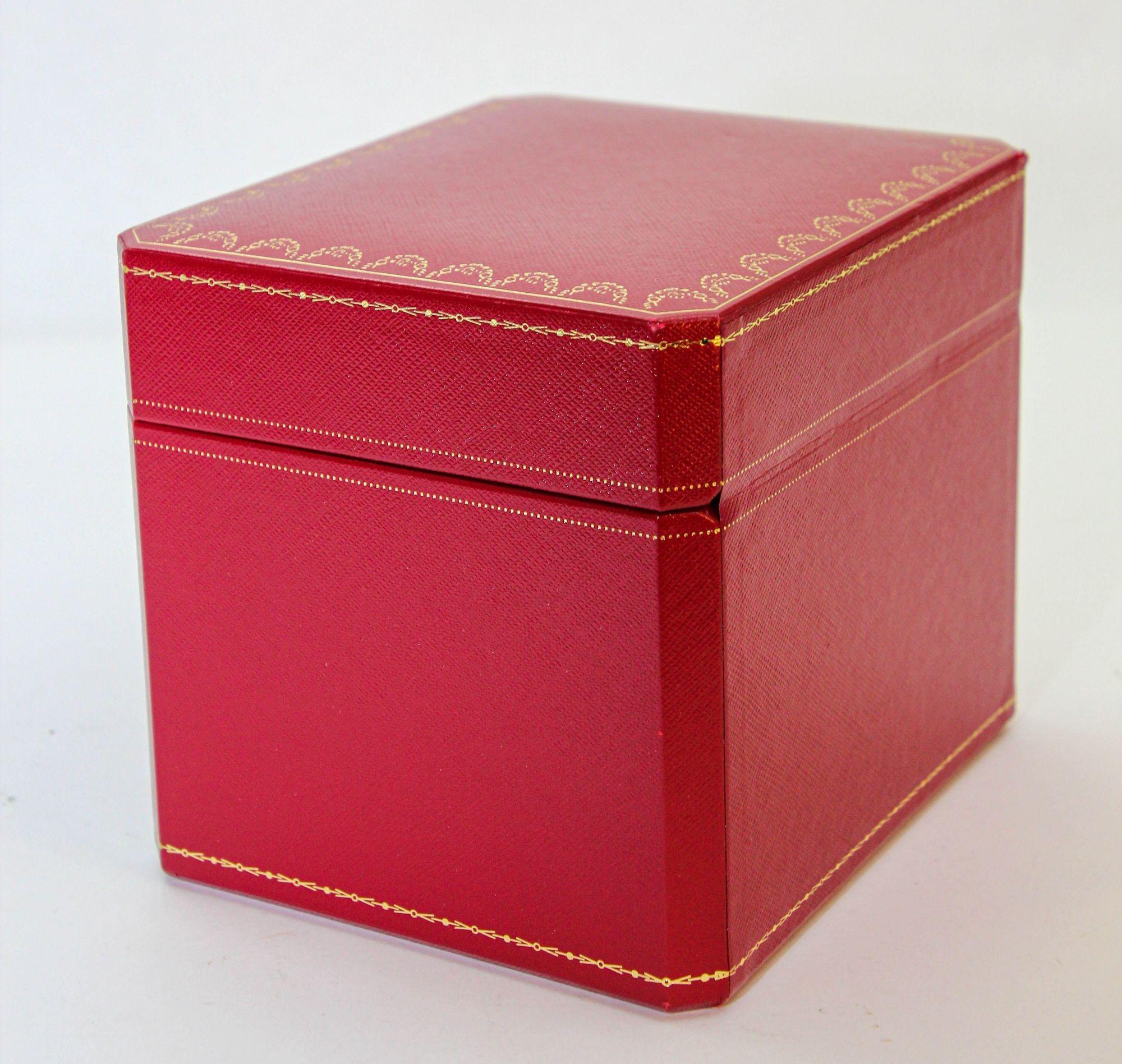 Cartier Jewelry Storage travel box in Red Leather Gilt Embossed 2