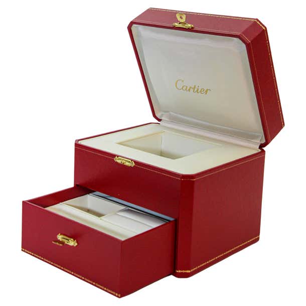 Cartier Jewelry Storage travel box in Red Leather Gilt Embossed For ...