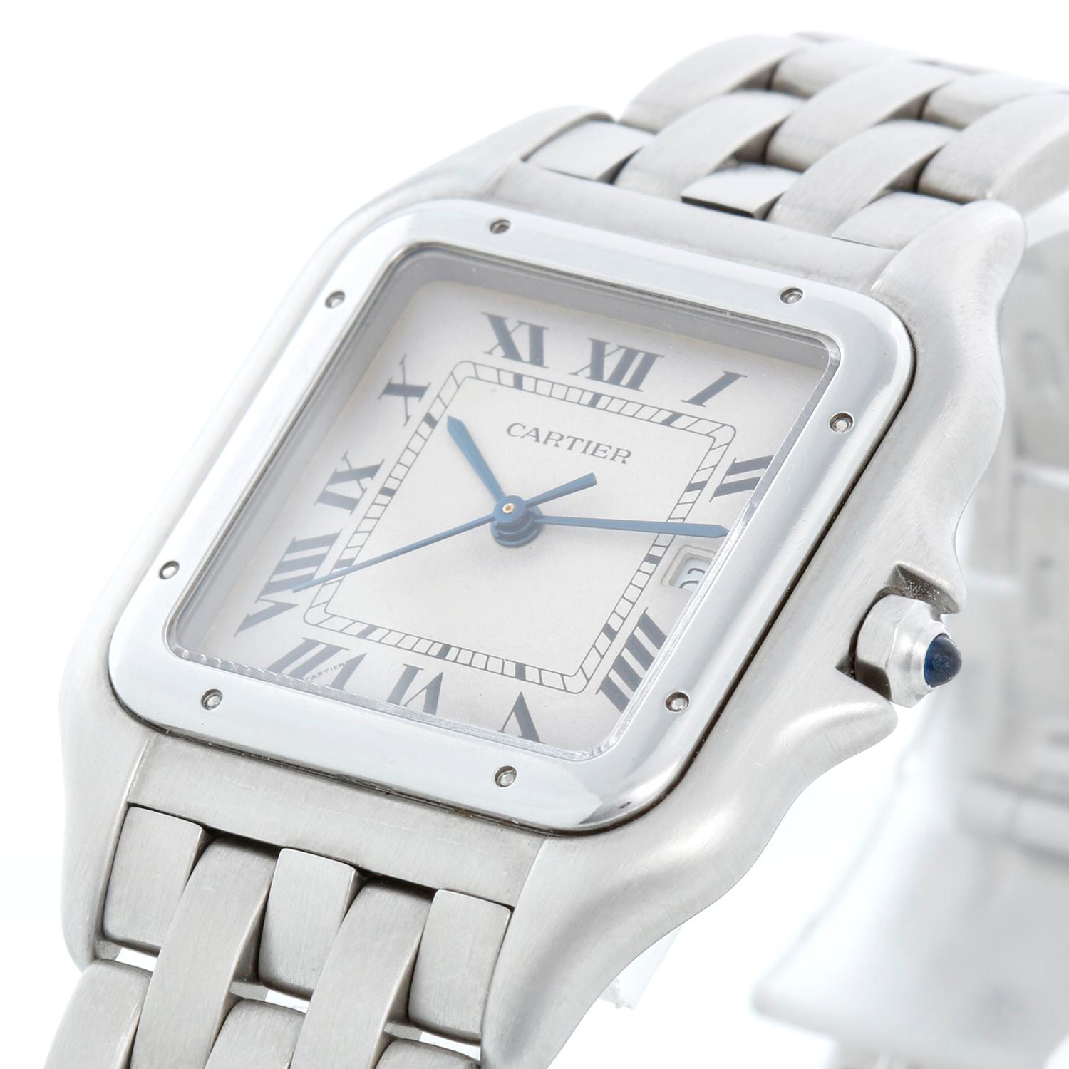 Cartier Jumbo Panther Stainless Steel Men's Quartz Watch with Date In Excellent Condition For Sale In Dallas, TX