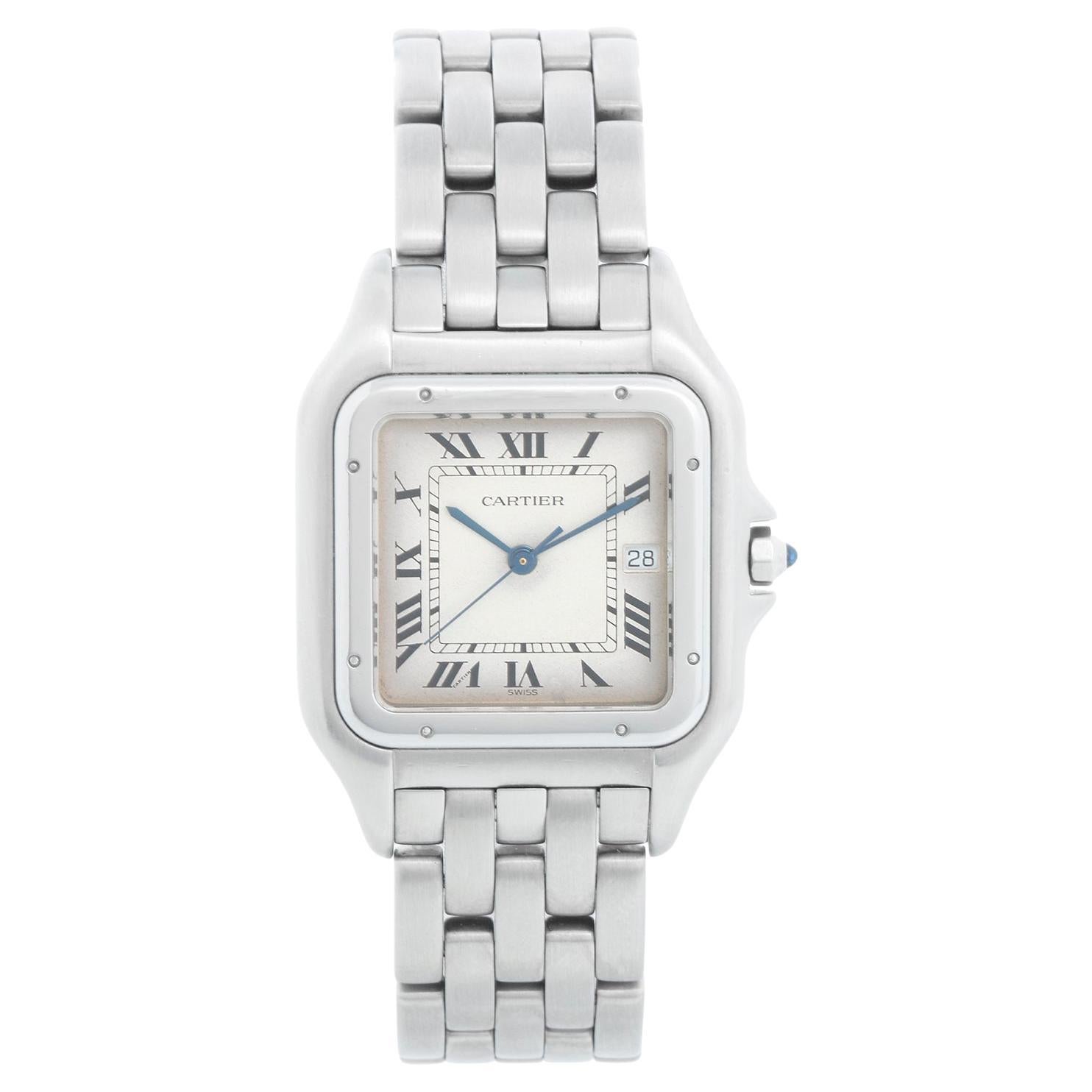Cartier Jumbo Panther Stainless Steel Men's Quartz Watch with Date For Sale