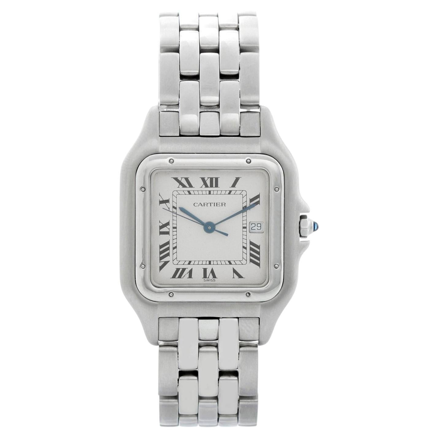 Cartier Jumbo Panther Stainless Steel Men's Quartz Watch with Date W25032P5 1300