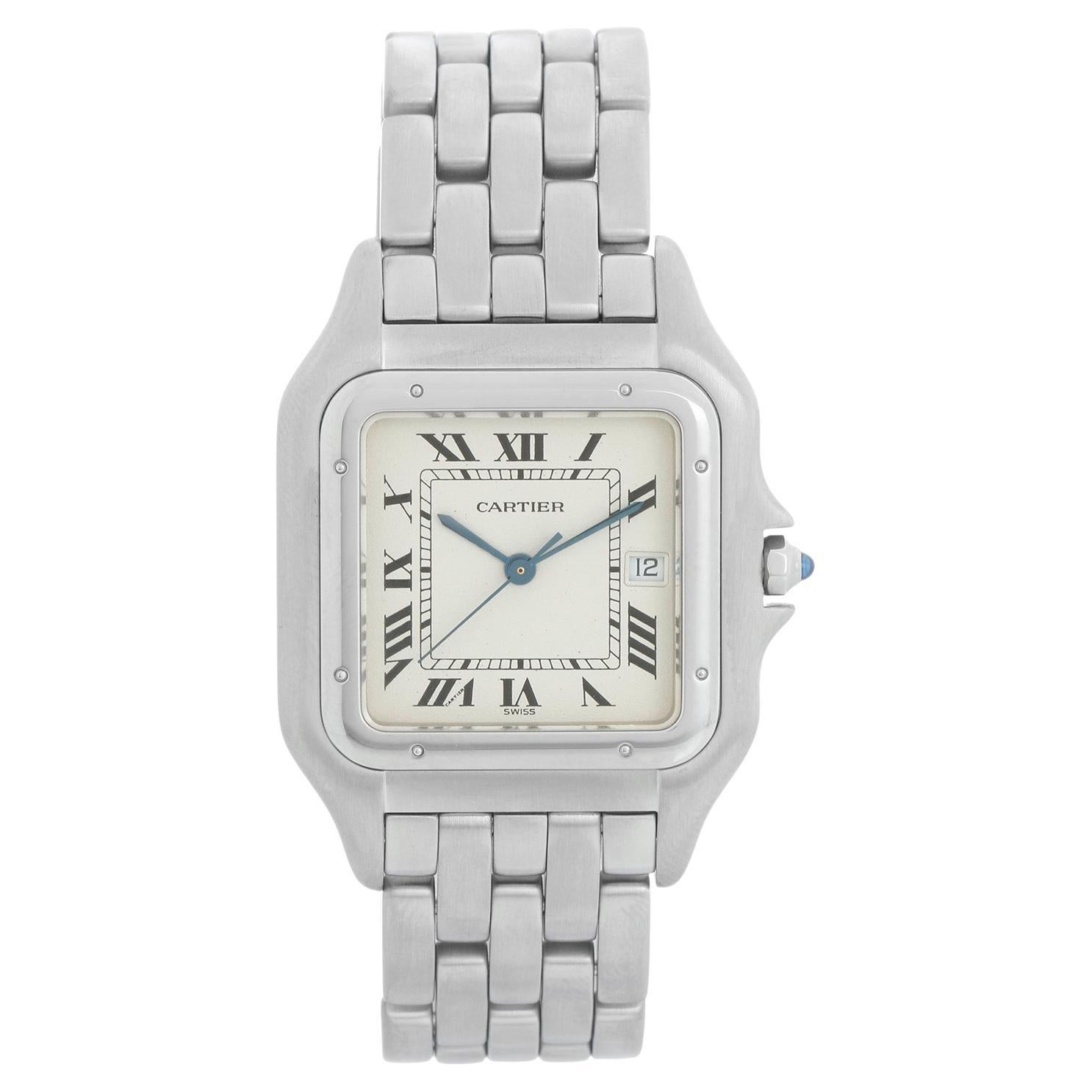 Montre à quartz pour hommes en acier inoxydable Panthère Jumbo avec date W25032P5