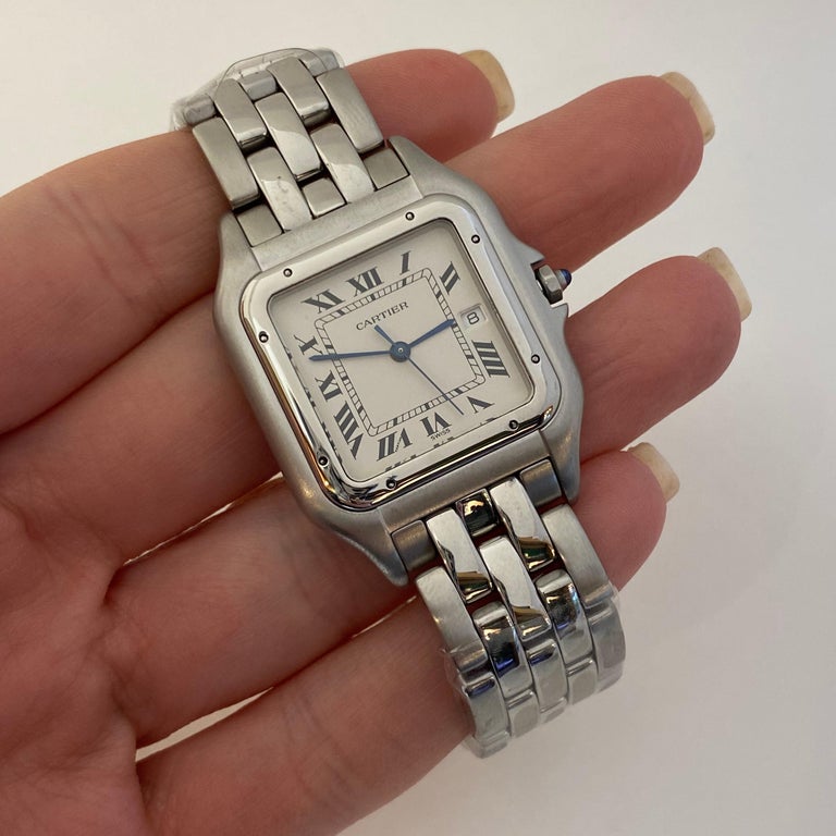 Cartier Jumbo XL Panthere Watch All Stainless Steel Quartz, Date For ...