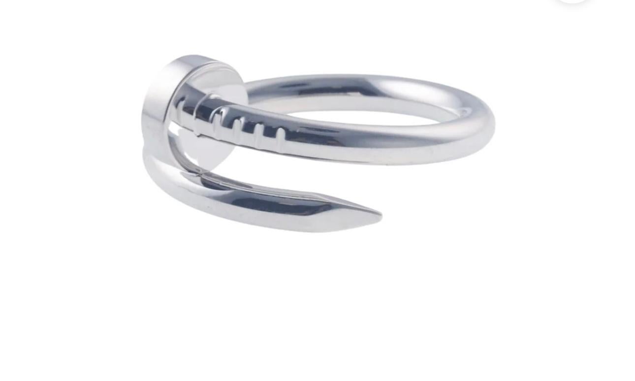 Cartier Just Ankle Nail Ring IJZ277 18k White Gold AU750 AUTHENTIC Nail Ring In Excellent Condition For Sale In New York, NY