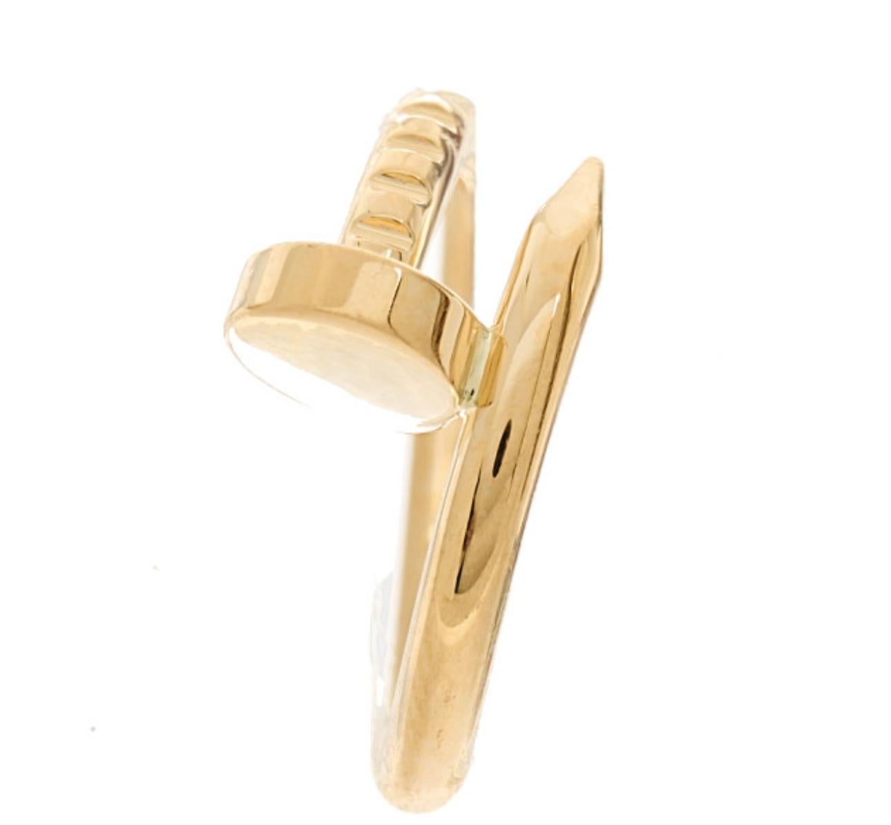Cartier Just Ankle Nail Ring SYZ313 18k Yellow Gold AU750 AUTHENTIC  Cert For Sale 5
